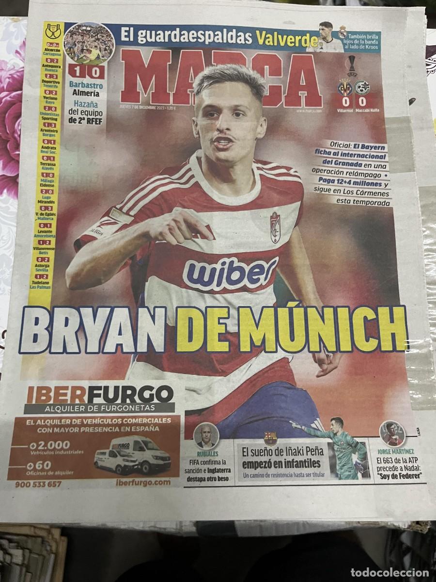 Coleccionismo deportivo: MARCA (7-12-2023) BARBASTRO 1-0 ALMERIA VILLARREAL 0-0 MACCABI HAIFA BRYAN ZARAGOZA BAYERN MUNCHEN