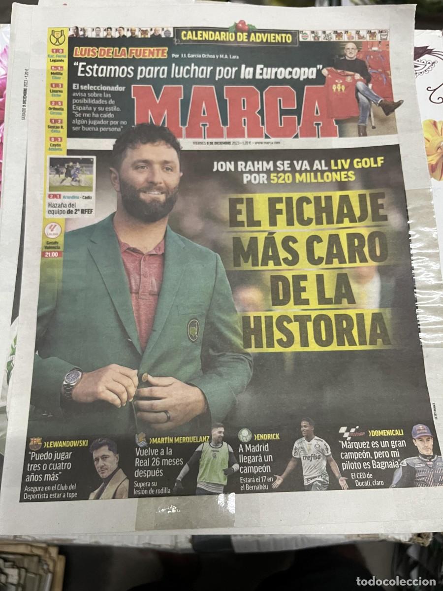 Coleccionismo deportivo: MARCA (8-12-2023) FICHAJE LIV GOLF JON RAHM LUIS DE LA FUENTE ARANDINA 2-1 CADIZ