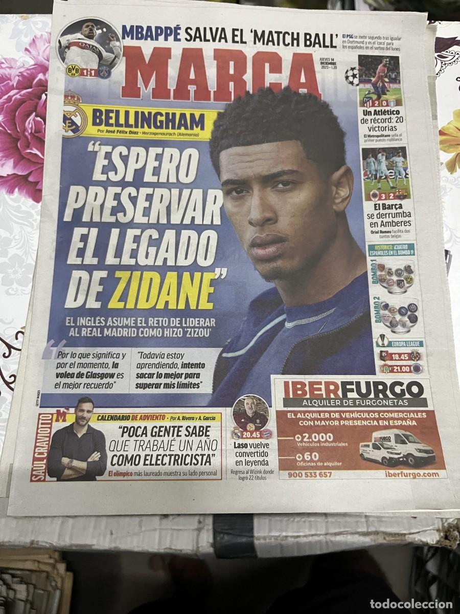 Coleccionismo deportivo: MARCA (14-12-2023) BELLINGHAM MBAPPE ATLETICO 2-0 LAZIO AMBERES 3-2 BARCELONA SAUL CRAVIOTTO