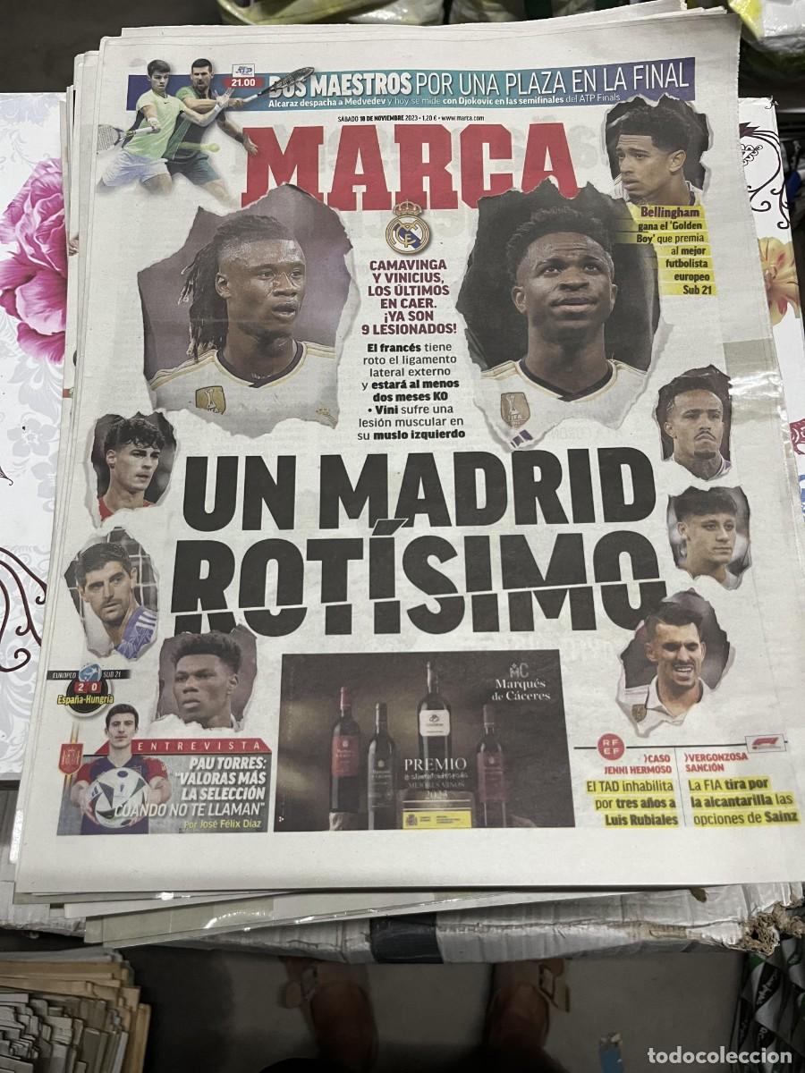 Coleccionismo deportivo: MARCA (18-11-2023) TENIS DJOKOVIC ALCARAZ CAMAVINGA VINICIUS REAL MADRID BELLINGHAM PAU TORRES