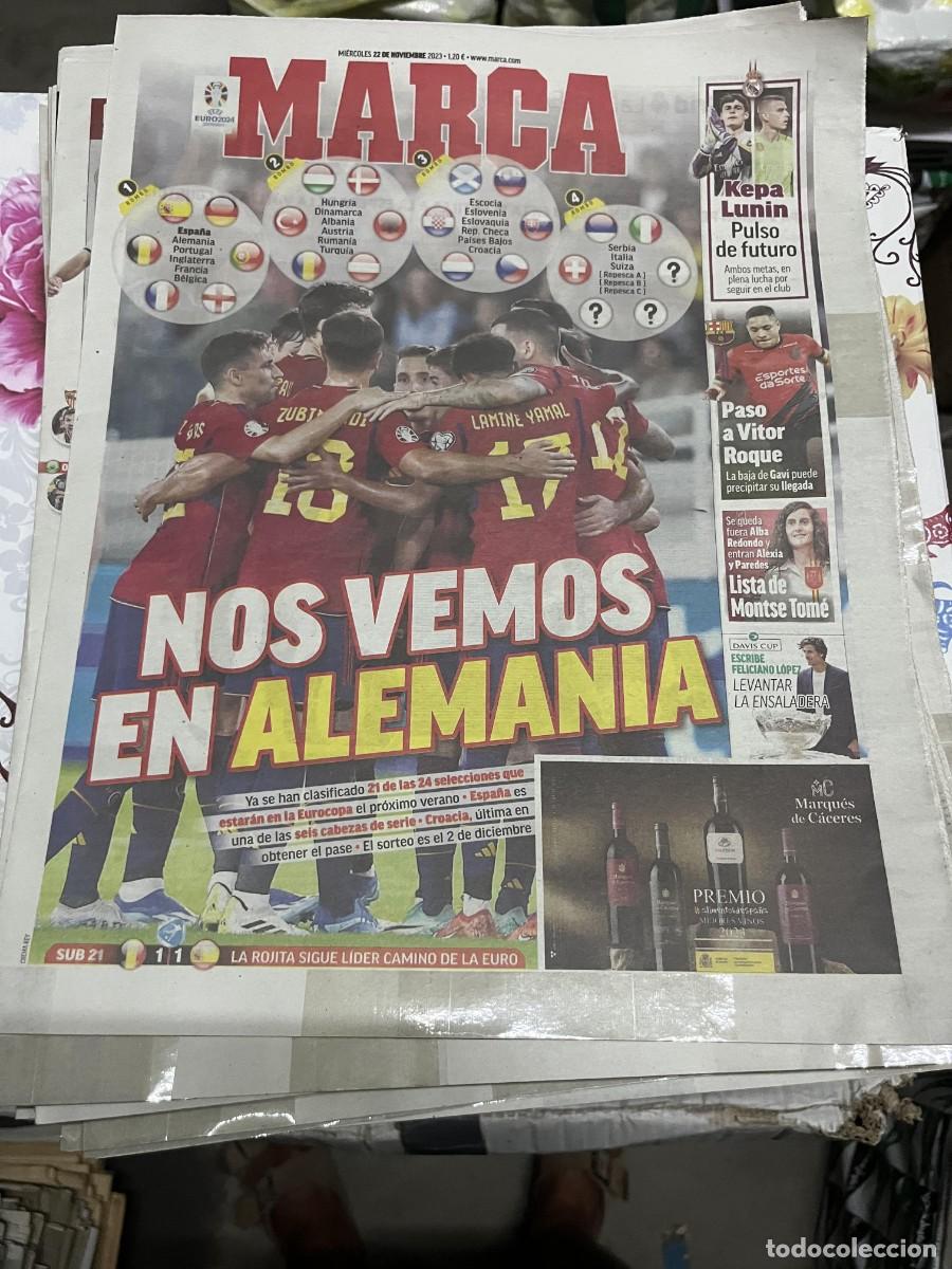Coleccionismo deportivo: MARCA (22-11-2023) SORTEO EURO EUROCOPA SUB-21 BELGICA 1-1 ESPA&Ntilde;A MONTSE TOME ESPA&Ntilde;A FEMENINO