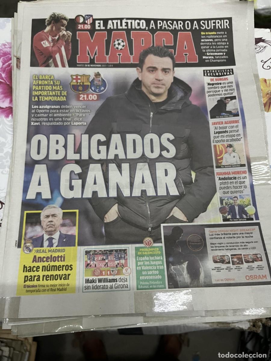 Coleccionismo deportivo: MARCA (28-11-2023) HOY CHAMPIONS FEYENOORD ATLETICO MADRID XAVI HERNANDEZ BARCELONA OPORTO