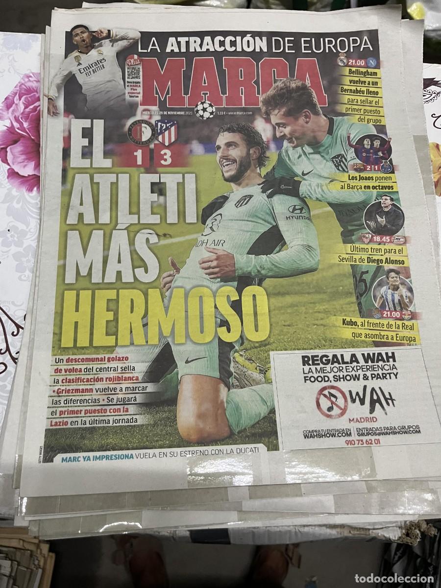 Coleccionismo deportivo: MARCA (29-11-2023) CHAMPIONS FEYENOORD 1-3 ATLETICO MADRID BARCELONA 2-1 OPORTO REAL MADRID NAPOLES