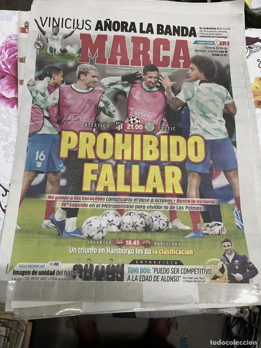 Coleccionismo deportivo: MARCA (7-11-2023) HOY CHAMPIONS ATLETICO MADRID CELTIC GLASGOW VINICIUS SHAKHTAR DONETSK BARCELONA