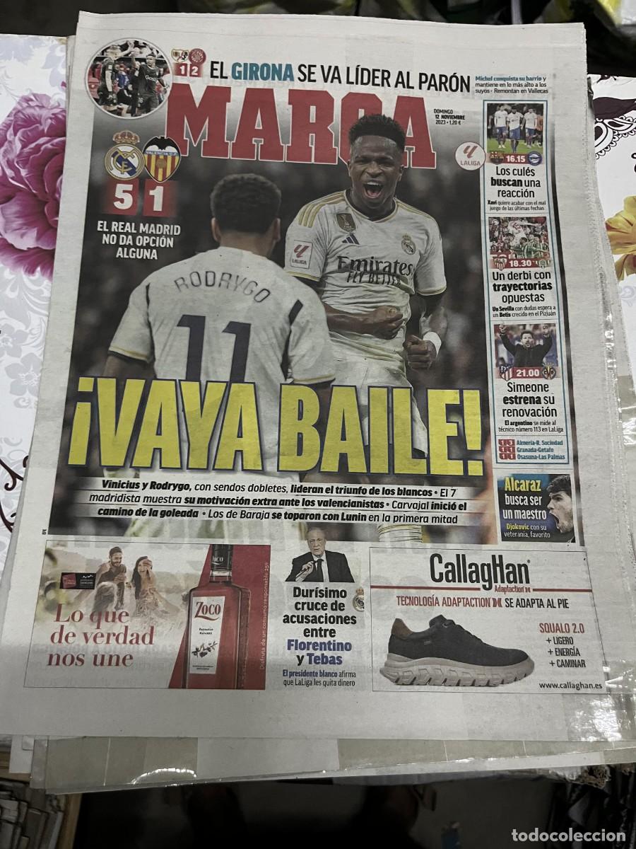 Coleccionismo deportivo: MARCA (12-11-2023) REAL MADRID 5-1 VALENCIA VINICIUS RODRYGO RAYO 1-2 GIRONA JORNADA LIGA