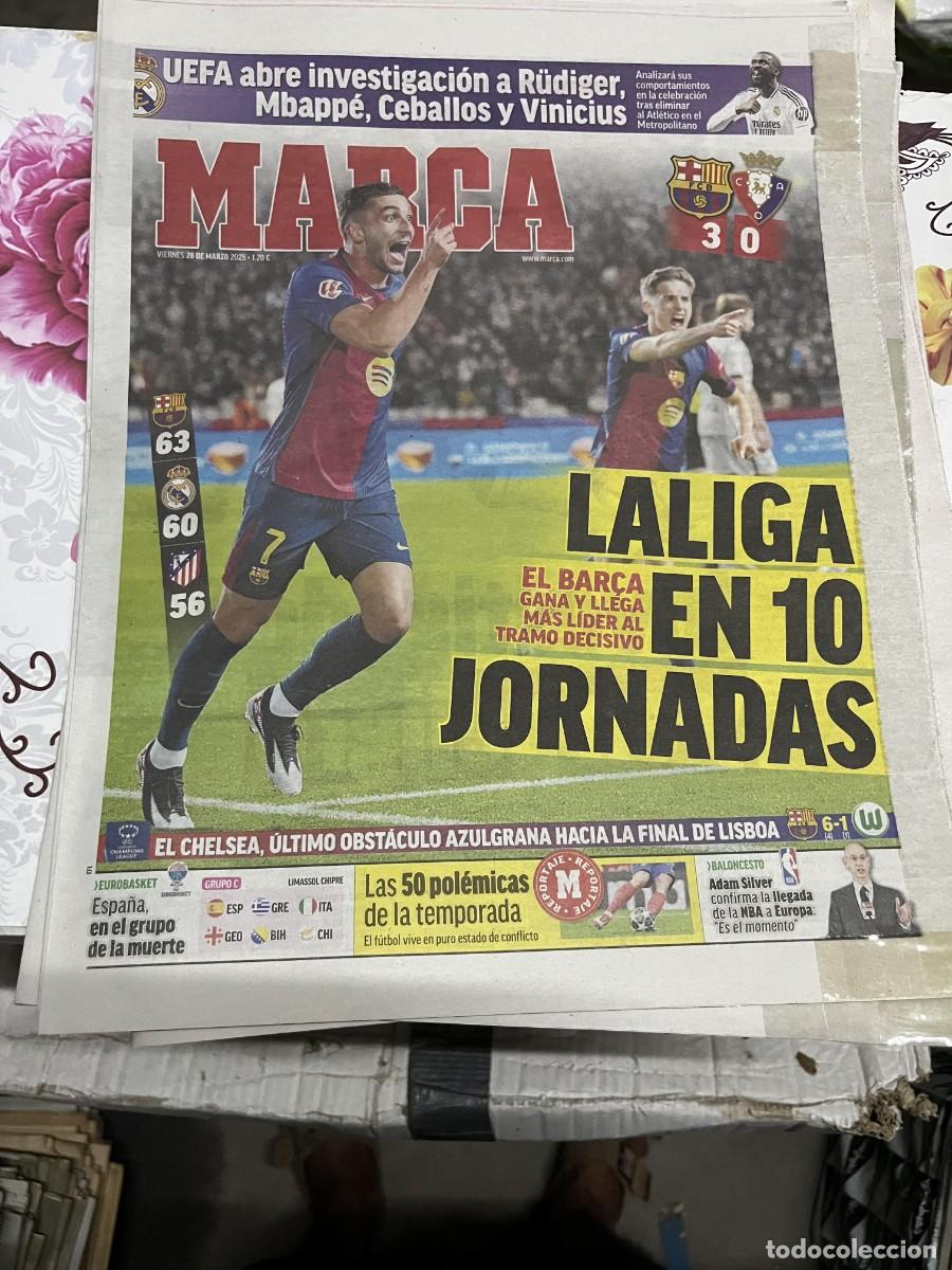 Coleccionismo deportivo: MARCA (28-3-2025) JORNADA LIGA BARCELONA 3-0 OSASUNA RUDIGER BARCELONA 6-1 WOLFSBURGO FEMENINO