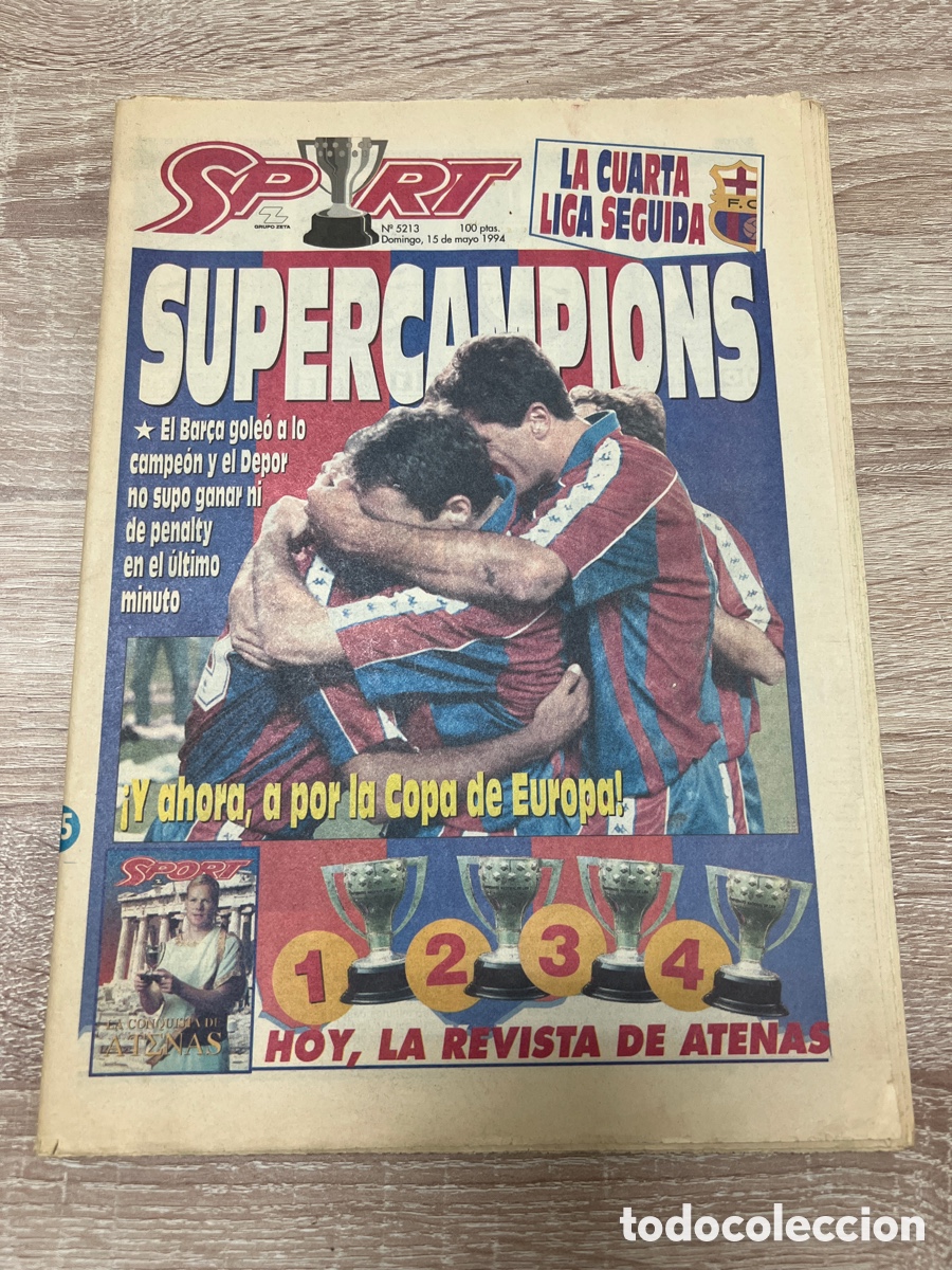 Coleccionismo deportivo: SPORT 5213 ( 15-05-1994 ) FC BARCELONA CAMPEON LIGA CON P&Oacute;STER