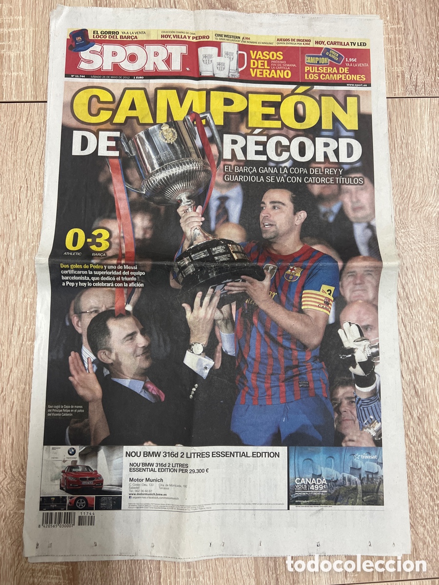 Coleccionismo deportivo: SPORT 11744 ( 26-05-2012 ) FC BARCELONA CAMPEON COPA FC BARCELONA v ATH BILBAO