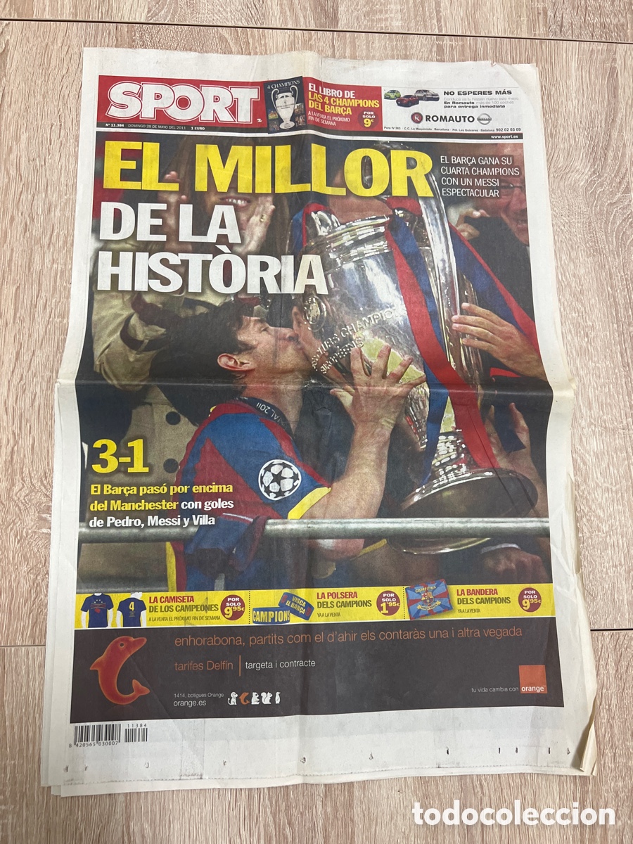 Coleccionismo deportivo: SPORT 11384 ( 29-05-2011 ) FC BARCELONA CAMPEON COPA EUROPA FC BARCELONA v MANCHESTER UD