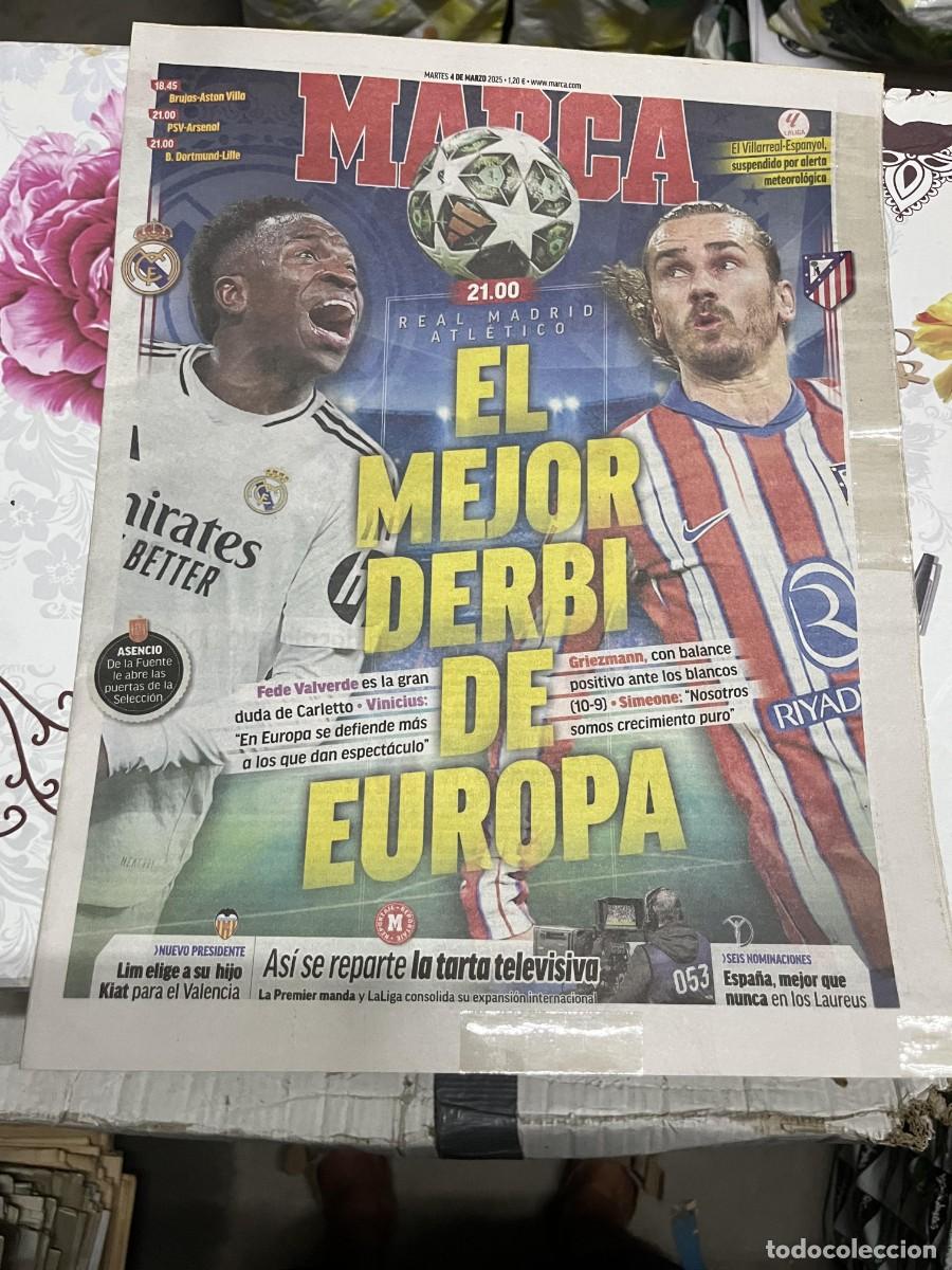 Coleccionismo deportivo: MARCA (4-3-2025) DERBI REAL MADRID ATLETICO MADRID VINICIUS GRIEZMANN SUSPENDIDO VILLARREAL ESPANYOL