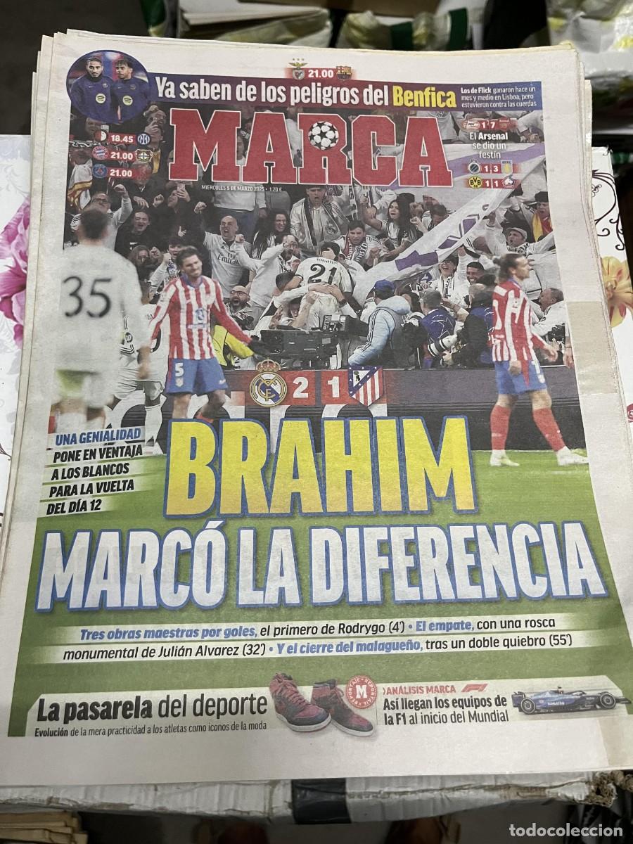Coleccionismo deportivo: MARCA (5-3-2025) DERBI REAL MADRID 2-1 ATLETICO MADRID BENFICA BARCELONA PSV 1-7 ARSENAL