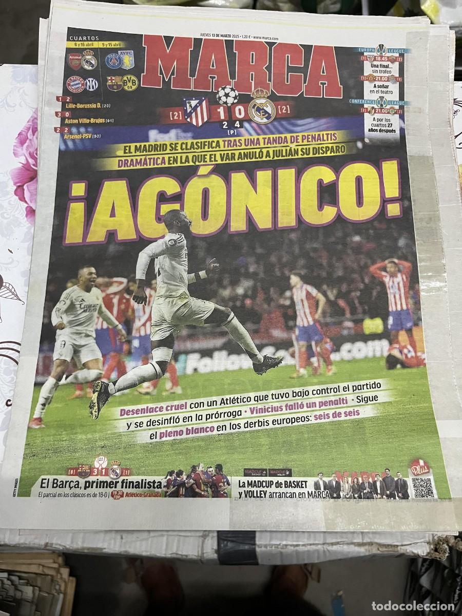 Coleccionismo deportivo: MARCA (13-3-2025) CHAMPIONS DERBI ATLETICO MADRID 1-0 REAL MADRID PENALTI DOBLE TOQUE PENALTI