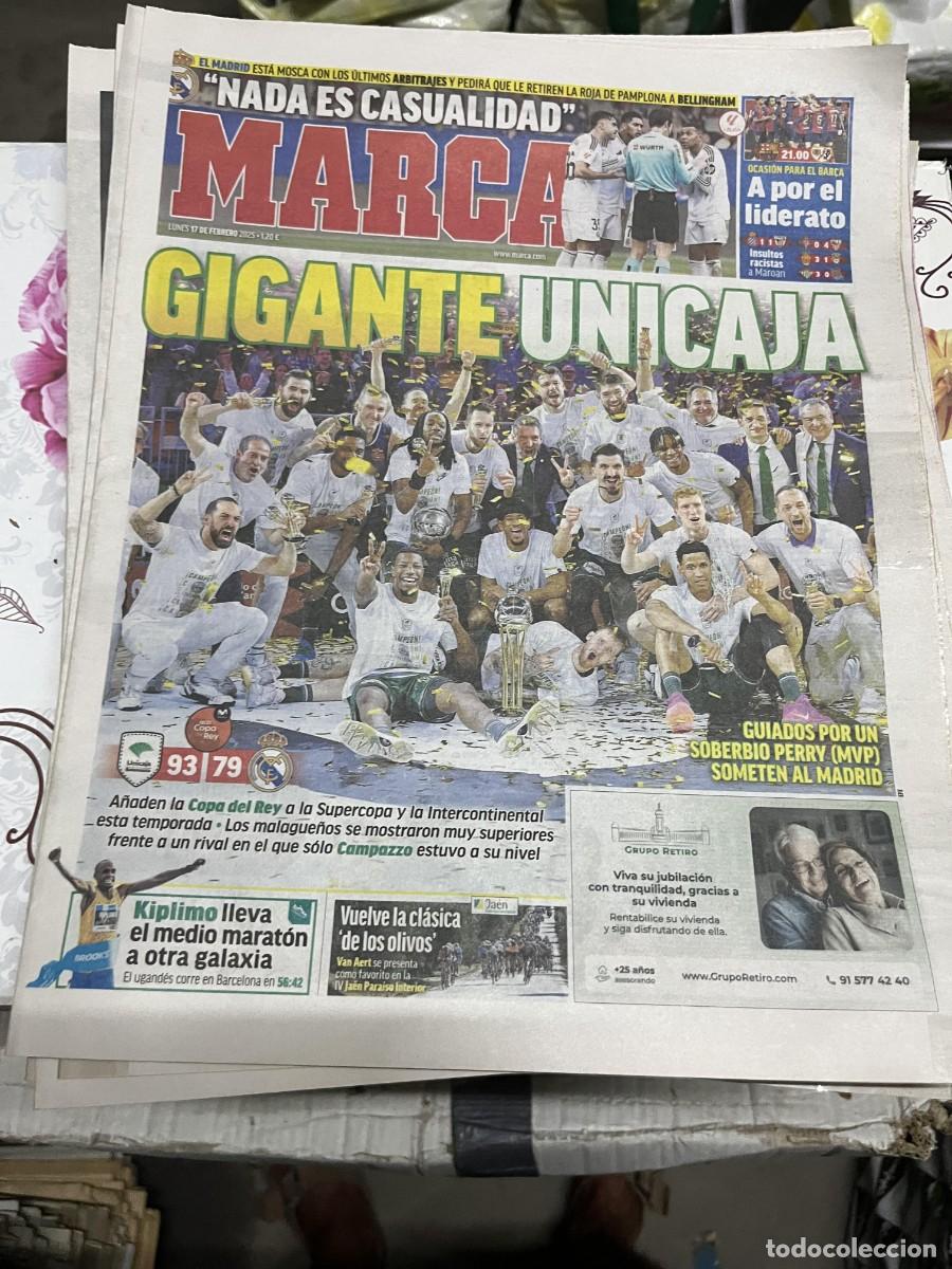 Coleccionismo deportivo: MARCA (17-2-2025) CAMPEON FINAL BALONCESTO UNICAJA 93-79 REAL MADRID HOY BARCELONA RAYO