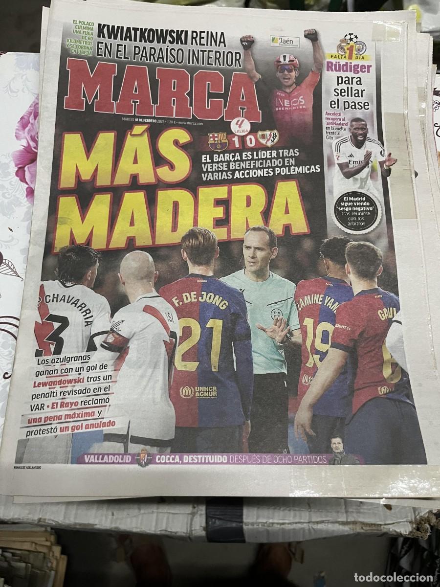Coleccionismo deportivo: MARCA (18-2-2025) JORNADA LIGA BARCELONA 1-0 RAYO KWIATKOWSKI RUDIGER REAL MADRID MANCHESTER CITY
