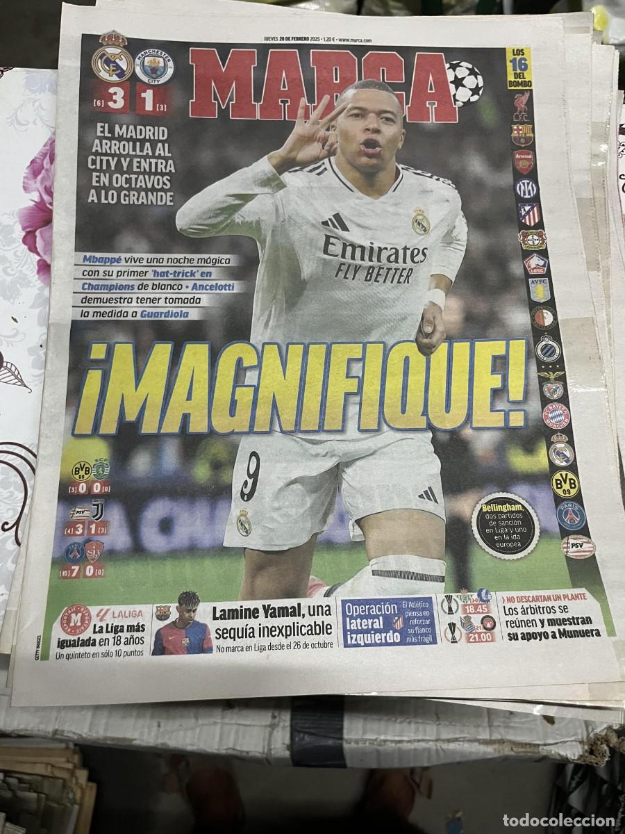 Coleccionismo deportivo: MARCA (20-2-2025) CHAMPIONS REAL MADRID 3-1 MANCHESTER CITY MBAPPE PSV 3-1 JUVENTUS PSG