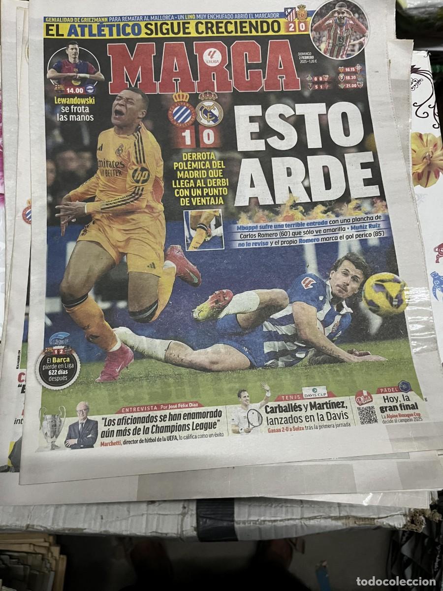 Coleccionismo deportivo: MARCA (2-2-2025)JORNADA LIGA ESPANYOL 1-0 REAL MADRID ATLETICO 2-0 MALLORCA CARBALLES MARTINEZ DAVIS