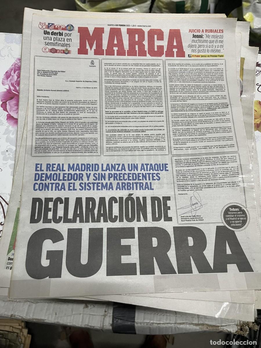 Coleccionismo deportivo: MARCA (4-2-2025) COPA ATLETICO MADRID GETAFE RUBIALES JENNI HERMOSO JUICIO REAL MADRID ARBITROS