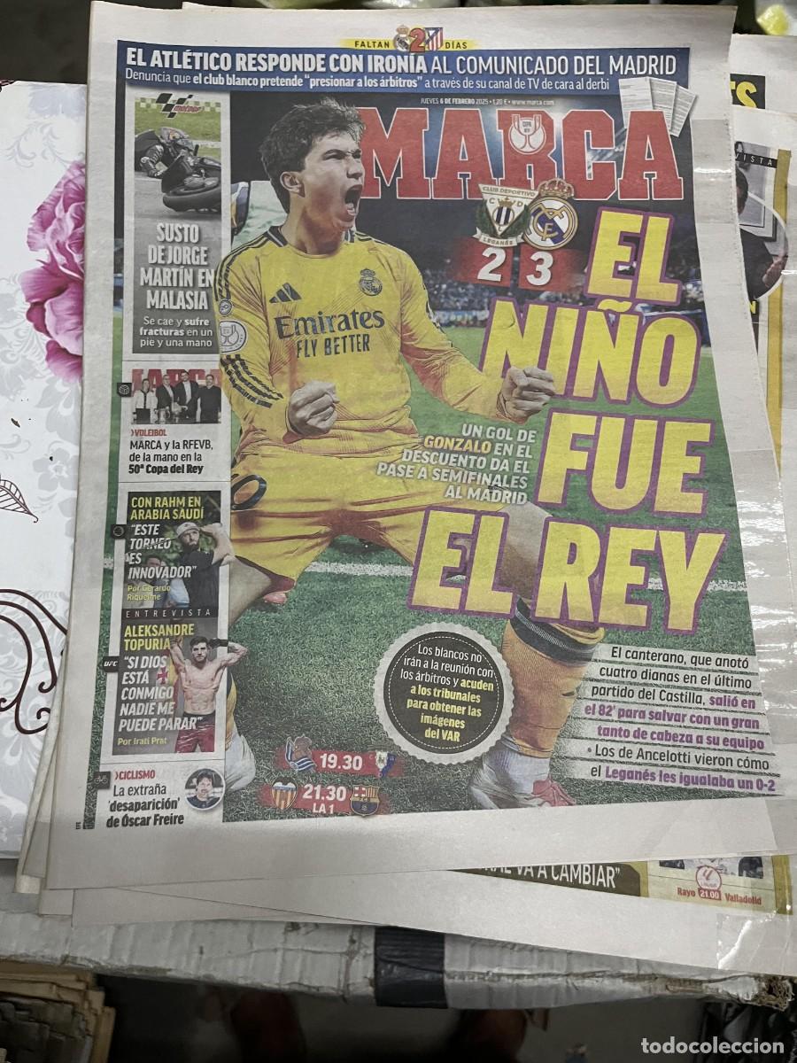 Coleccionismo deportivo: MARCA (6-2-2025) GONZALO COPA LEGANES 2-3 REAL MADRID DERBI ATLETICO JORGE MARTIN TOPURIA