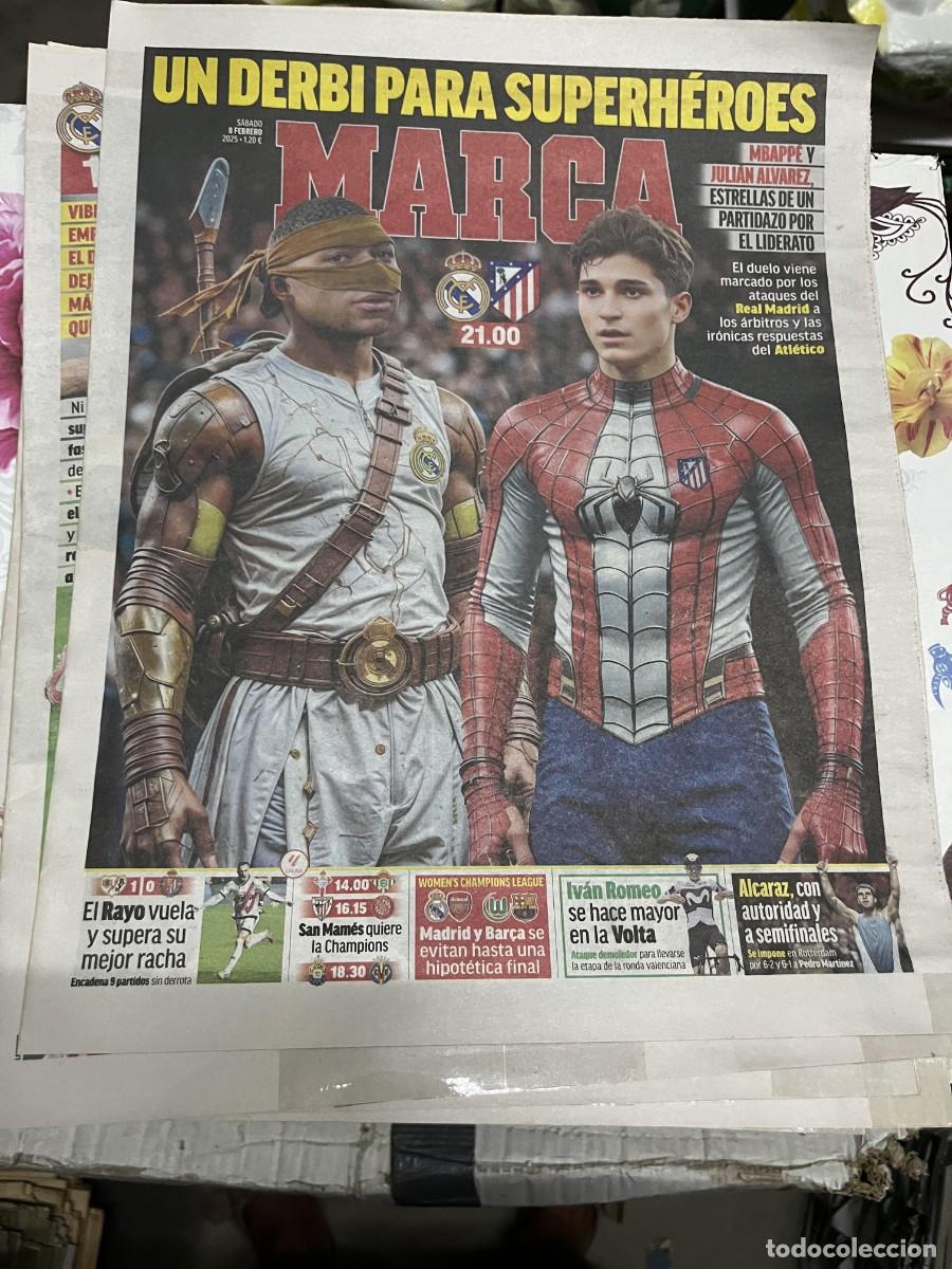 Coleccionismo deportivo: MARCA (8-2-2025) DERBI REAL MADRID ATLETICO MADRID MBAPPE JULIAN ALVAREZ RAYO 1-0 VALLADOLID