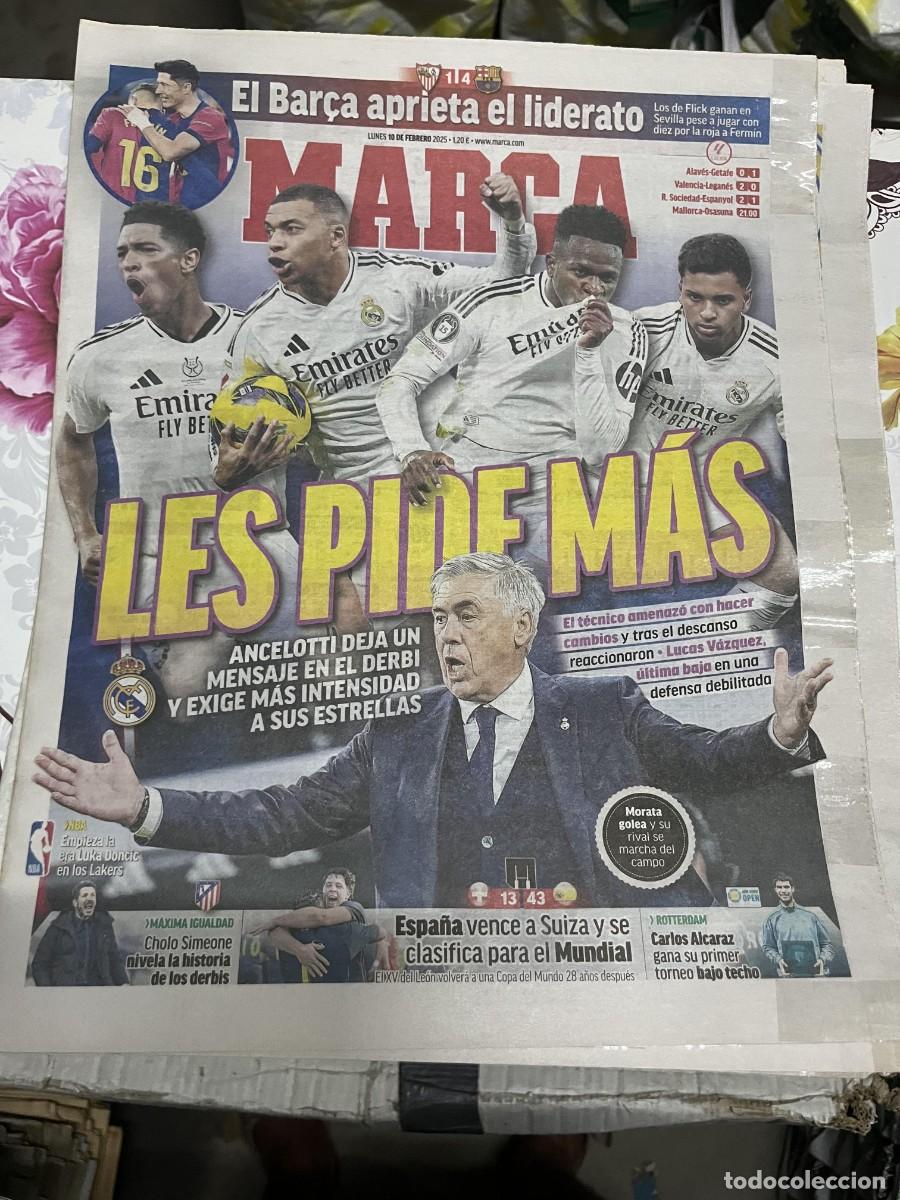 Coleccionismo deportivo: MARCA (10-2-2025) SEVILLA 1-4 BARCELONA ANCELOTTI REAL MADRID CARLOS ALCARAZ SIMEONE