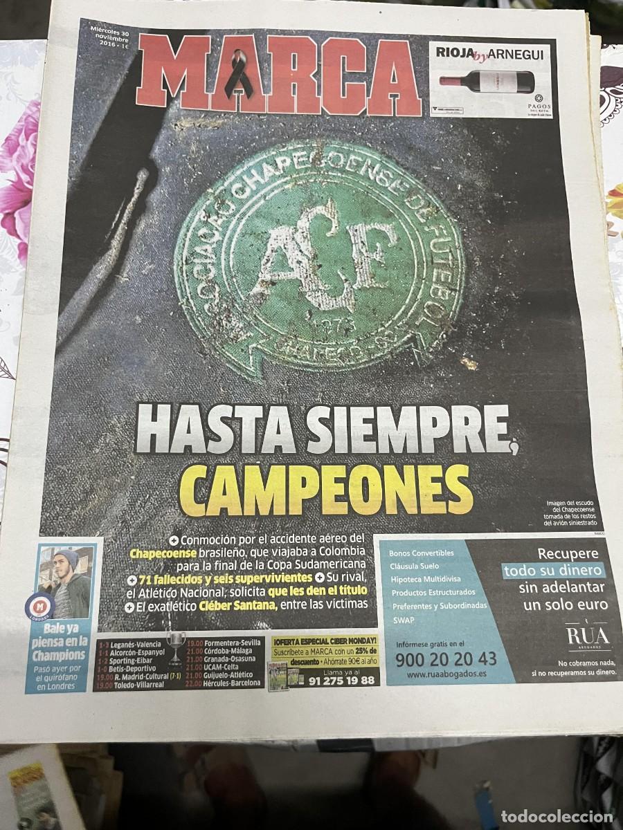 Coleccionismo deportivo: MARCA (30-11-2016) CHAPECOENSE ACCIDENTE AVION GARETH BALE