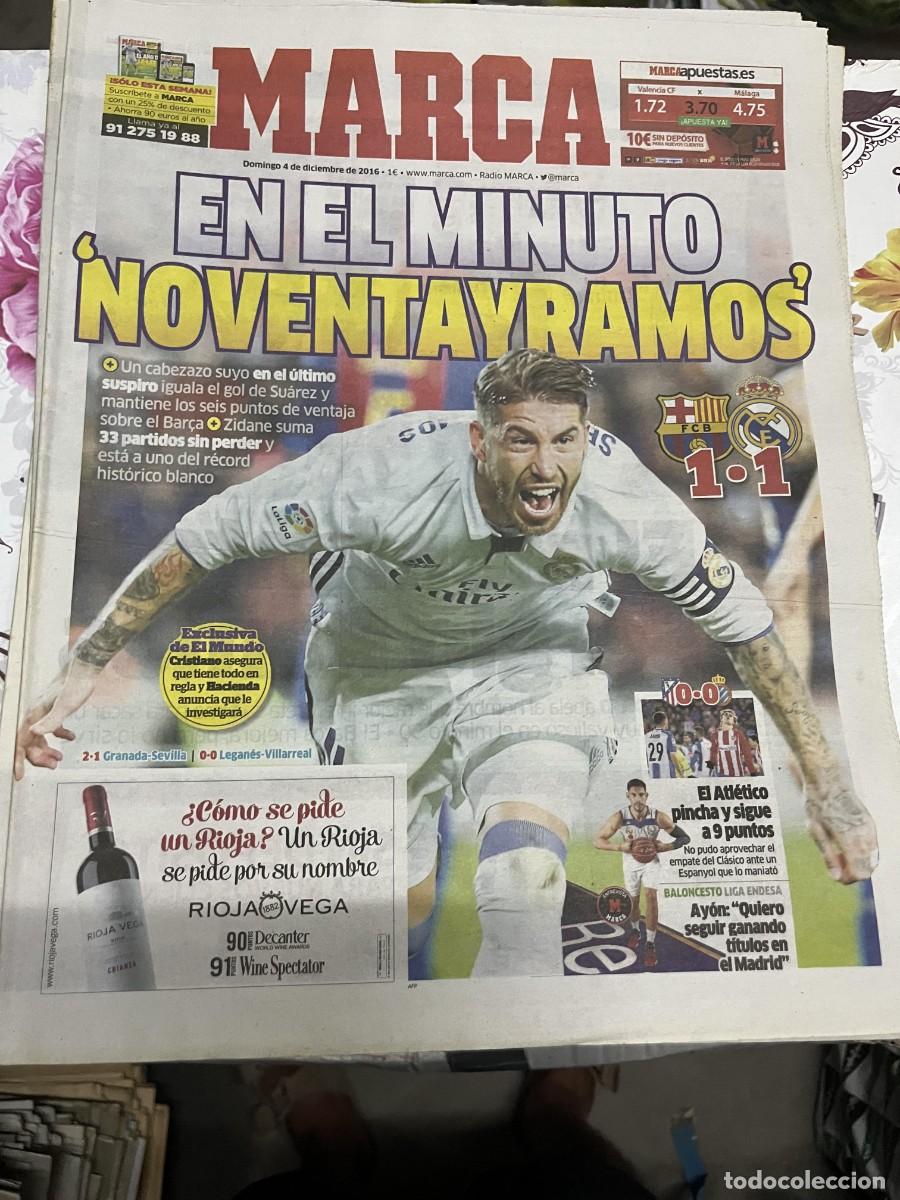 Coleccionismo deportivo: MARCA (4-12-2016) EL CLASICO BARCELONA 1-1 REAL MADRID SERGIO RAMOS ATLETICO 0-0 ESPANYOL