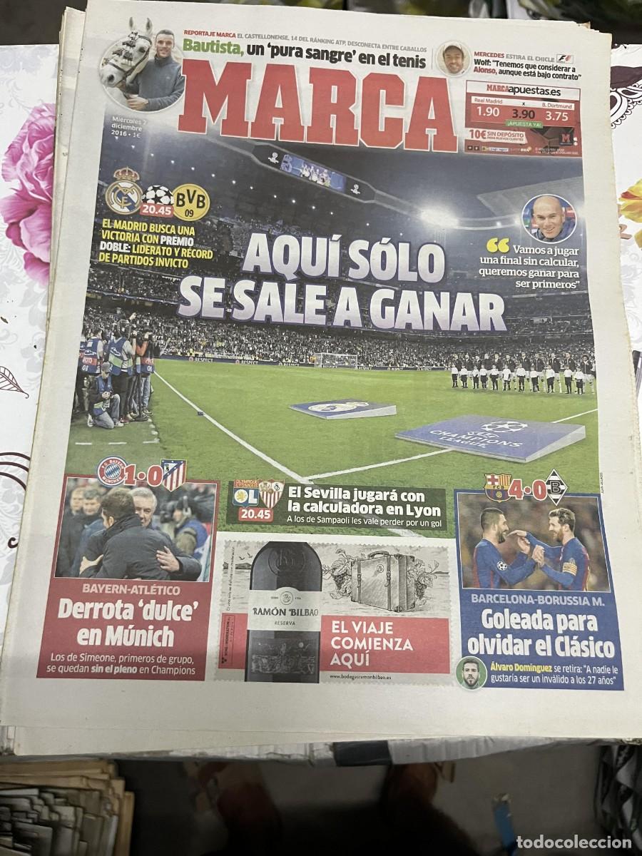Coleccionismo deportivo: MARCA (7-12-2016) CHAMPIONS BAYERN MUNCHEN 1-0 ATLETICO BARCELONA 4-0 BORUSSIA REAL MADRID DORTMUND