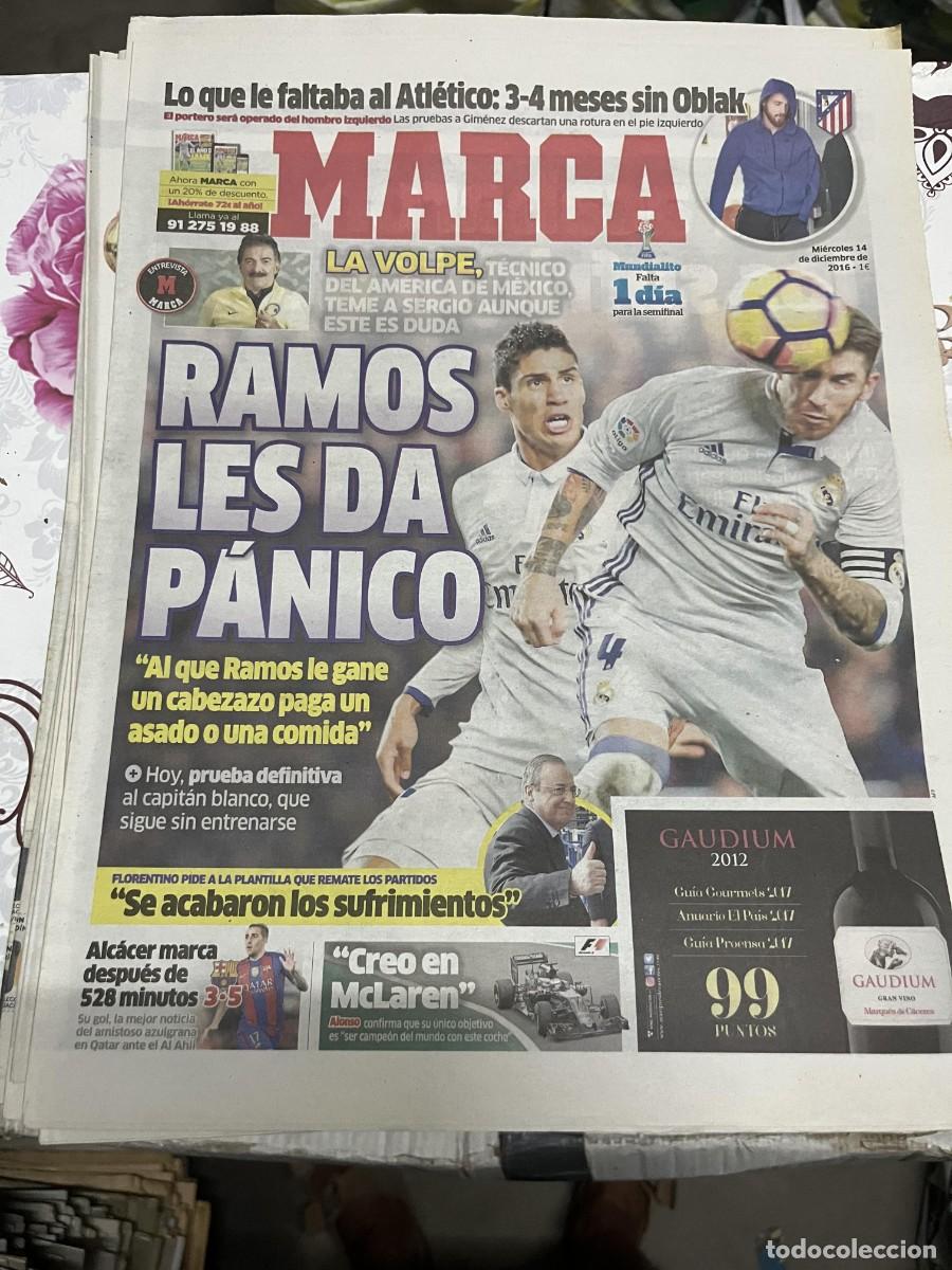 Coleccionismo deportivo: MARCA (14-12-2016) SERGIO RAMOS OBLAK LESIONADO LA VOLPE AMERICA DE MEXICO ALCACER