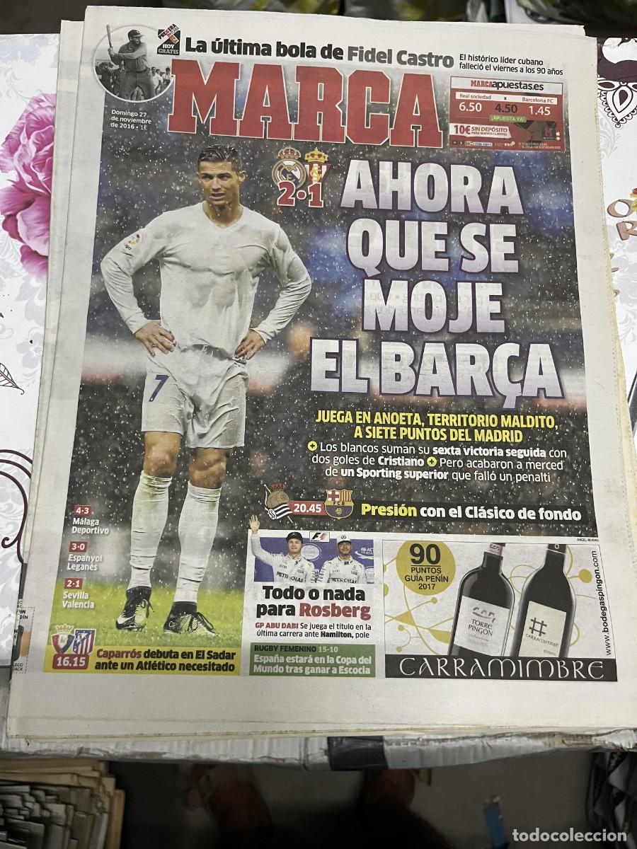 Coleccionismo deportivo: MARCA (27-11-2016) CRISTIANO RONALDO REAL MADRID 2-1 SPORTING GIJON MUERTE FIDEL CASTRO