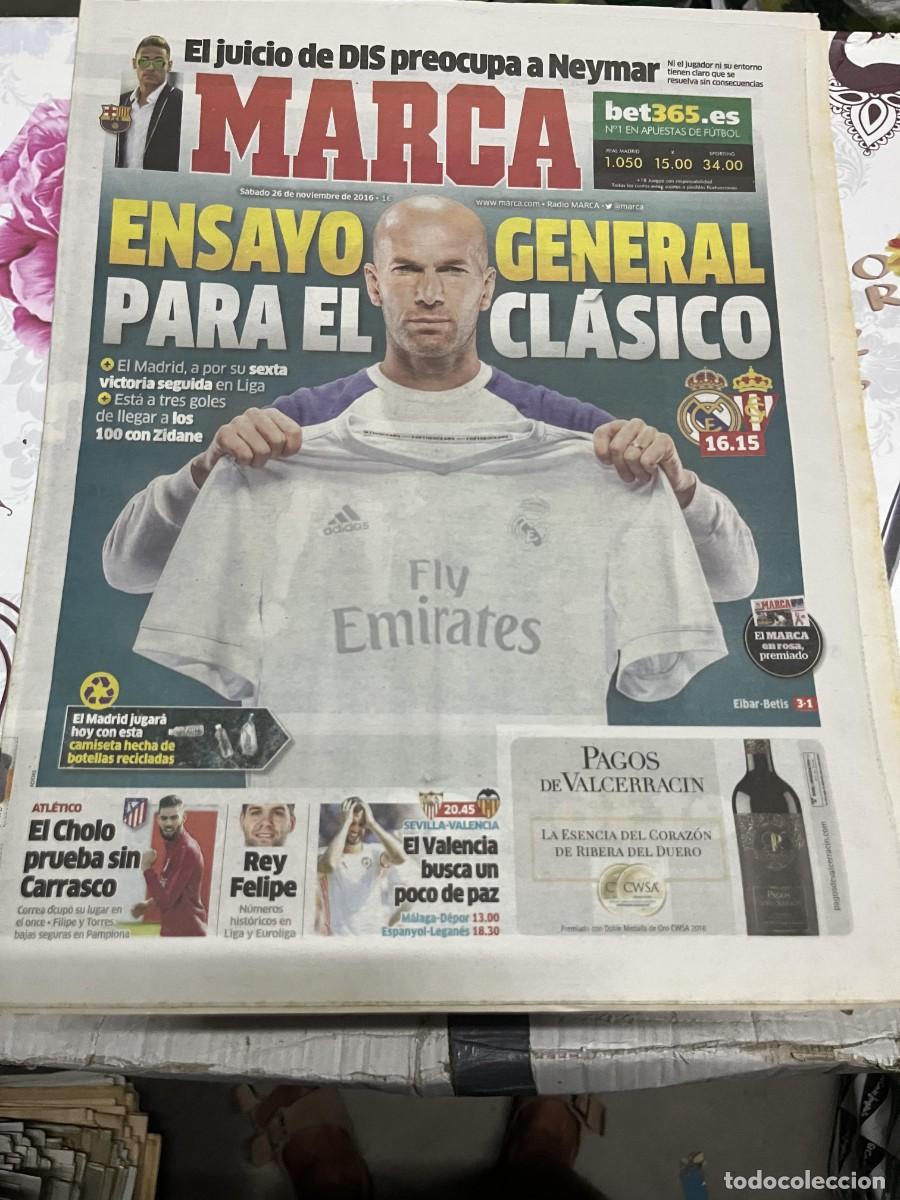 Colecionismo desportivo: MARCA (26-11-2016) HOY REAL MADRID SPORTING GIJON ZIDANE CASO NEYMAR CARRASCO ATLETICO MADRID