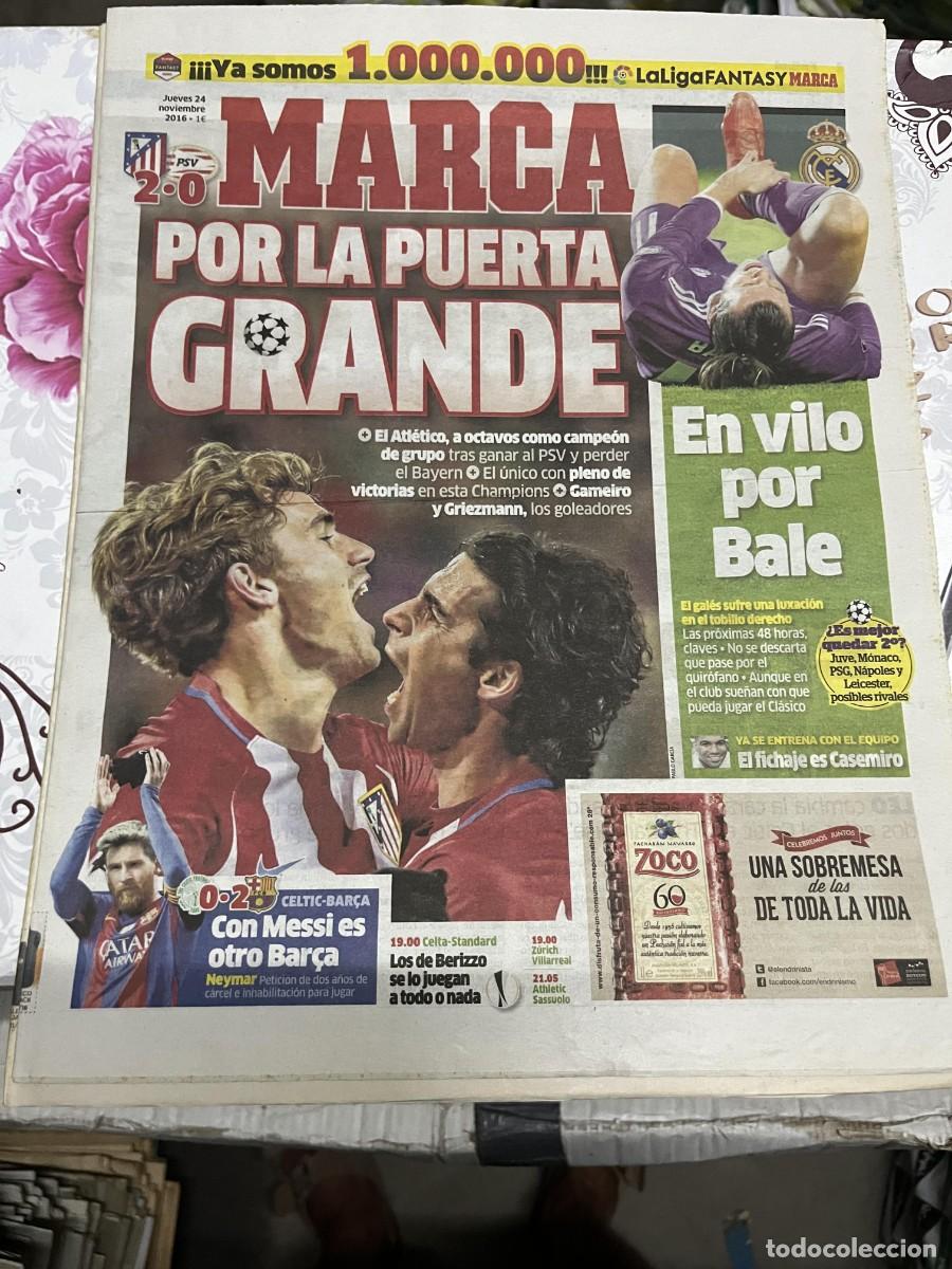 Colecionismo desportivo: MARCA (24-11-2016) CHAMPIONS ATLETICO MADRID 2-0 PSV CELTIC GLASGOW 0-2 BARCELONA
