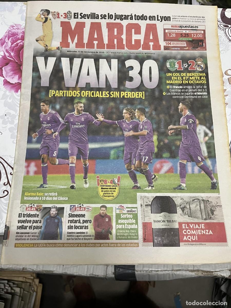 Colecionismo desportivo: MARCA (23-11-2016) CHAMPIONS SPORTING PORTUGAL 1-2 REAL MADRID HOY JUVENTUS SEVILLA
