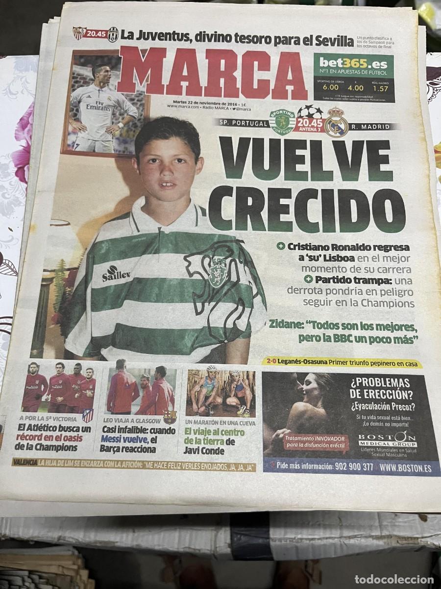 Coleccionismo deportivo: MARCA (22-11-2016) HOY CHAMPIONS SPORTING PORTUGAL REAL MADRID CRISTIANO RONALDO SEVILLA JUVENTUS