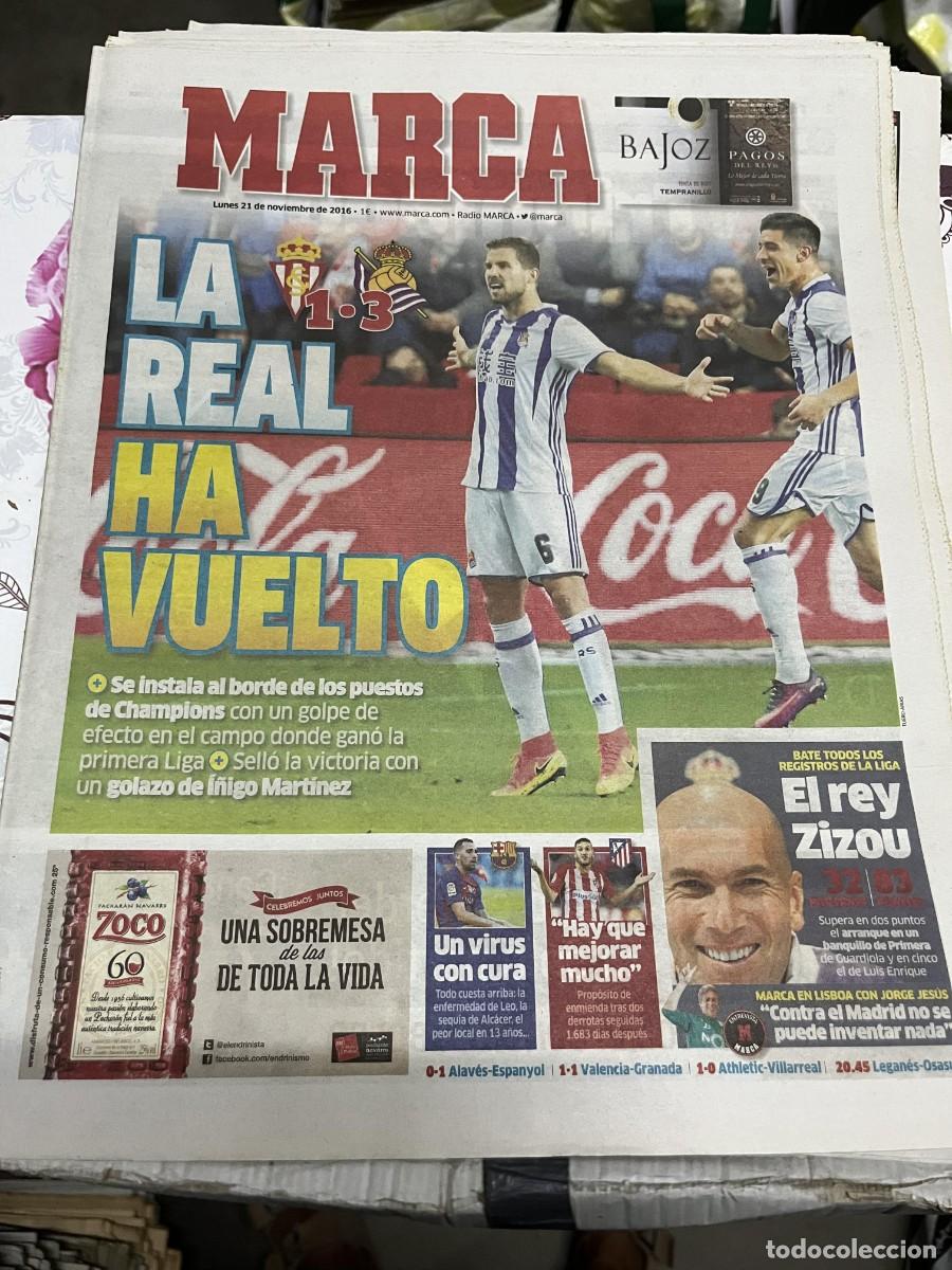 Coleccionismo deportivo: MARCA (21-11-2016) SPORTING GIJON 1-3 REAL SOCIEDAD ALAVES 0-1 ESPANYOL VALENCIA 1-1 GRANADA