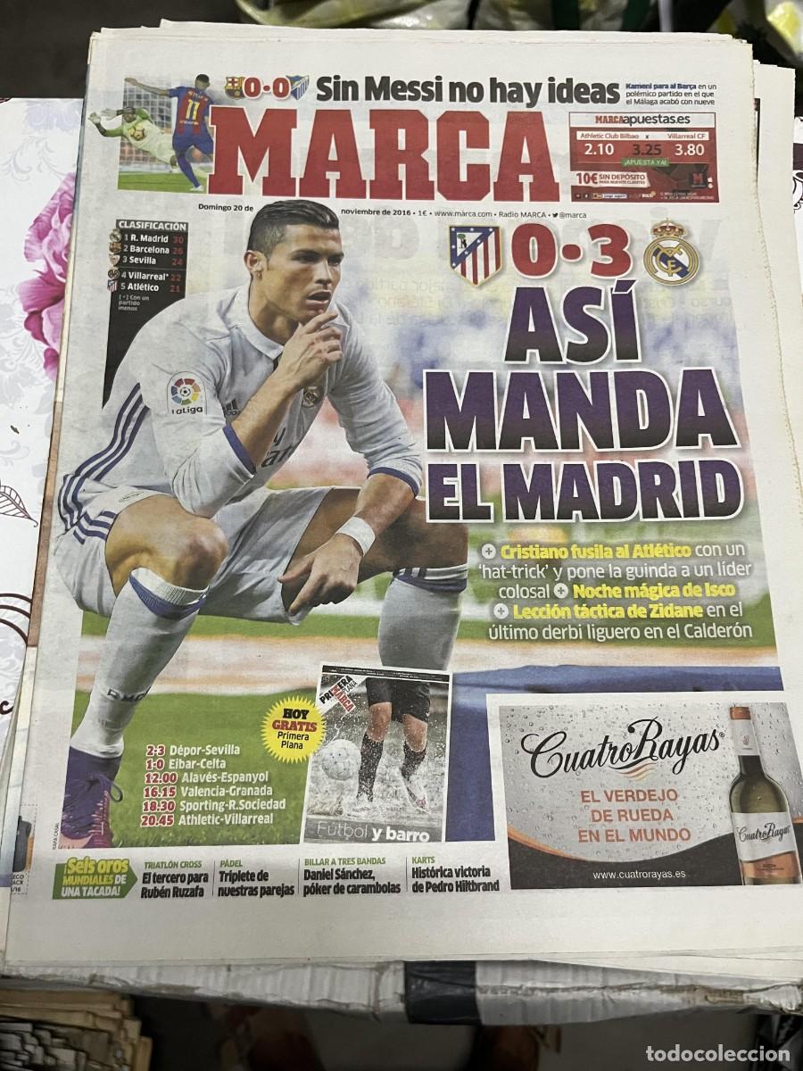 Coleccionismo deportivo: MARCA(20-11-2016)CRISTIANO RONALDO ATLETICO MADRID 0-3 REAL MADRID JORNADA LIGA BARCELONA 0-0 MALAGA