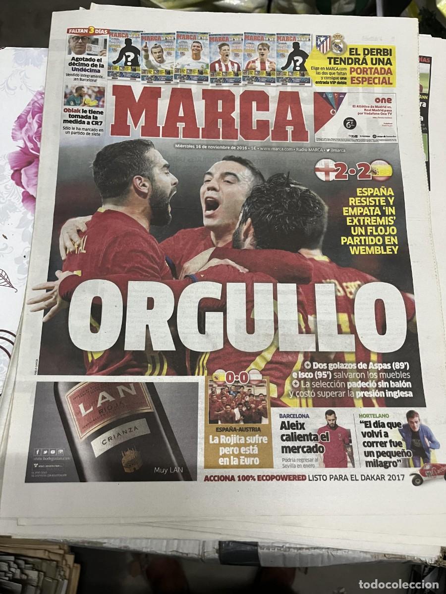 Coleccionismo deportivo: MARCA (16-11-2016) INGLATERRA 2-2 ESPA&Ntilde;A SELECCION ESPA&Ntilde;OLA DOBLETE IAGO ASPAS