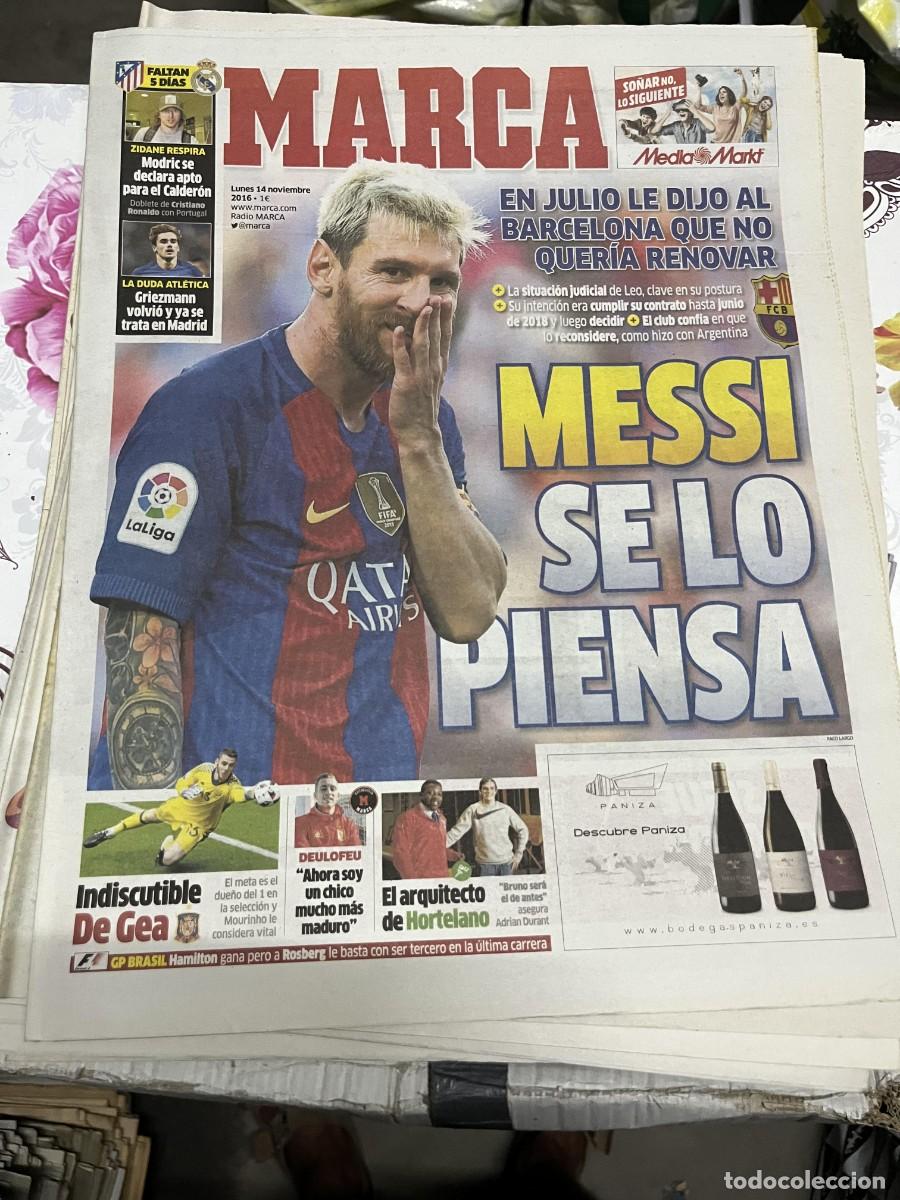 Coleccionismo deportivo: MARCA (14-11-2016) MESSI RENOVACION BARCELONA DE GEA DEULOFEU ADRIAN DURANT GP BRASIL