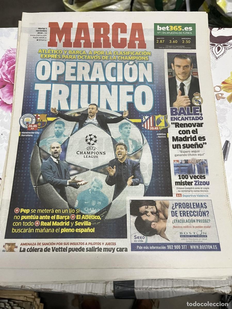 Coleccionismo deportivo: MARCA (1-11-2016) HOY CHAMPIONS MANCHESTER CITY BARCELONA ATLETICO MADRID ROSTOV BALE