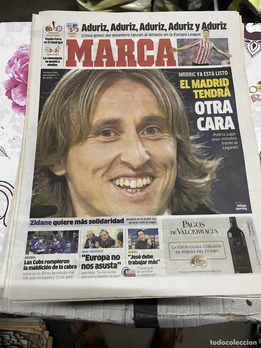 Coleccionismo deportivo: MARCA (4-11-2016) MODRIC 5 GOLES ADURIZ ATHLETIC BILBAO 5-3 GENK ZIDANE EMERY BEISBOL