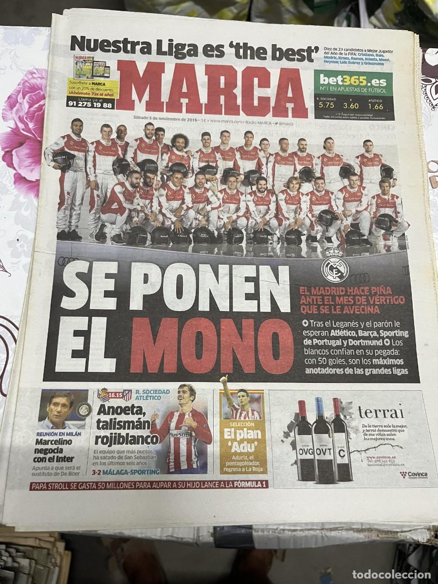 Coleccionismo deportivo: MARCA (5-11-2016) HOY REAL SOCIEDAD ATLETICO MADRID REAL MADRID MARCELINO INTER MILAN