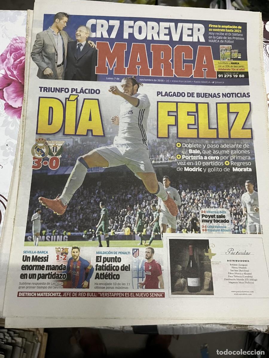 Coleccionismo deportivo: MARCA (7-11-2016) CR7 CRISTIANO RONALDO BALE REAL MADRID 3-0 LEGANES SEVILLA 1-2 BARCELONA MESSI