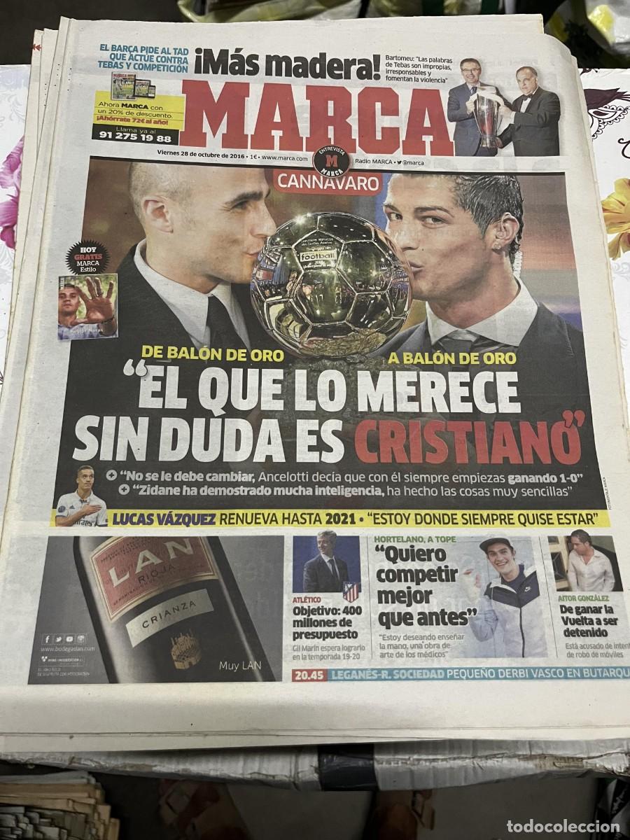 Coleccionismo deportivo: MARCA (28-10-2016) CANNAVARO CR7 CRISTIANO RONALDO BALON DE ORO BARTOMEU LUCAS VAZQUEZ