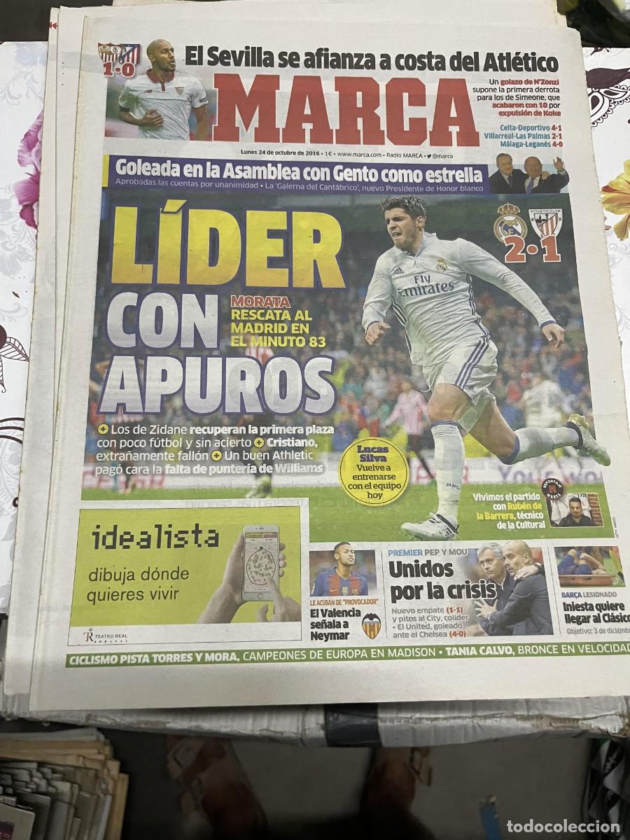Coleccionismo deportivo: MARCA (24-10-2016) SEVILLA 1-0 ATLETICO MADRID REAL MADRID 2-1 ATHLETIC BILBAO JORNADA LIGA