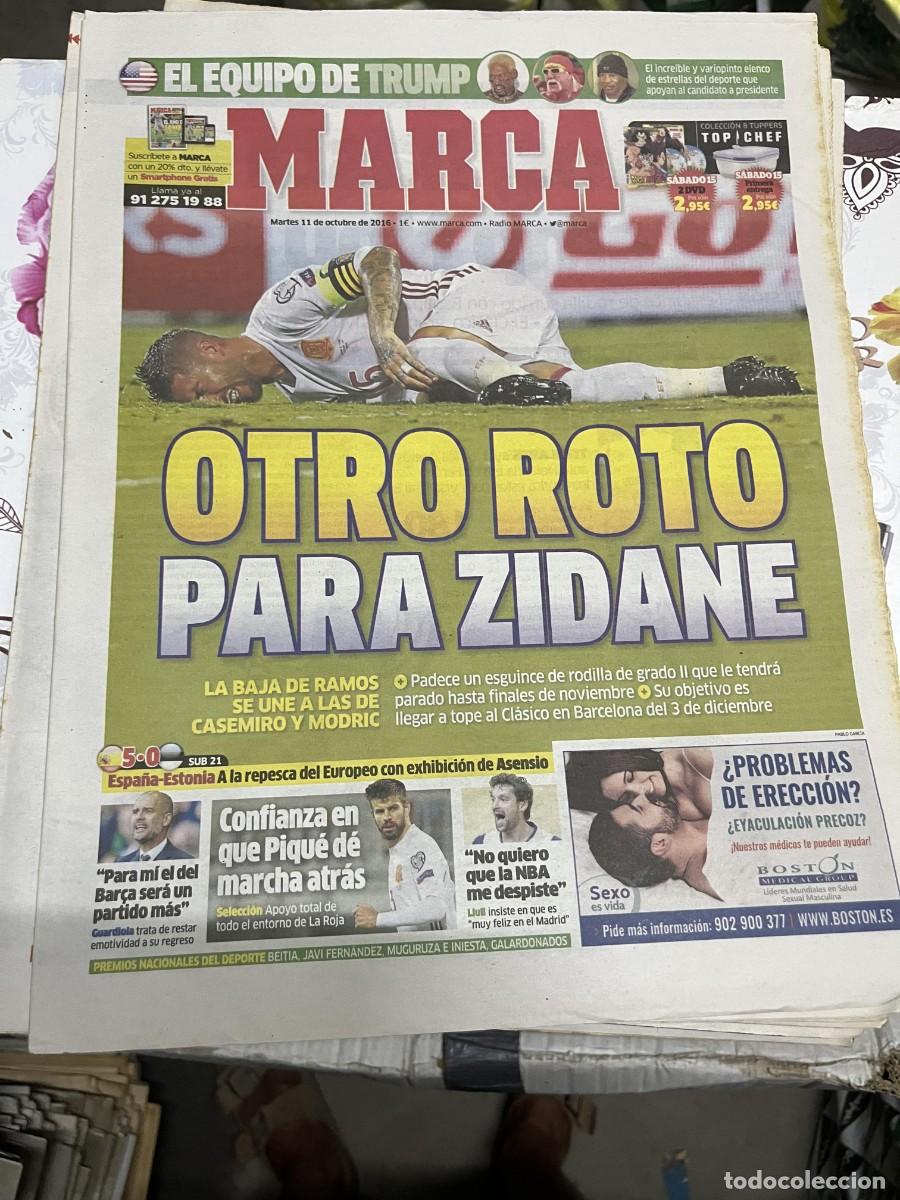 Coleccionismo deportivo: MARCA (11-10-2016) LESION SERGIO RAMOS APOYO PRESIDENTE TRUMP HULK HOGAN SUB-21 ESPA&Ntilde;A 5-0 ESTONIA