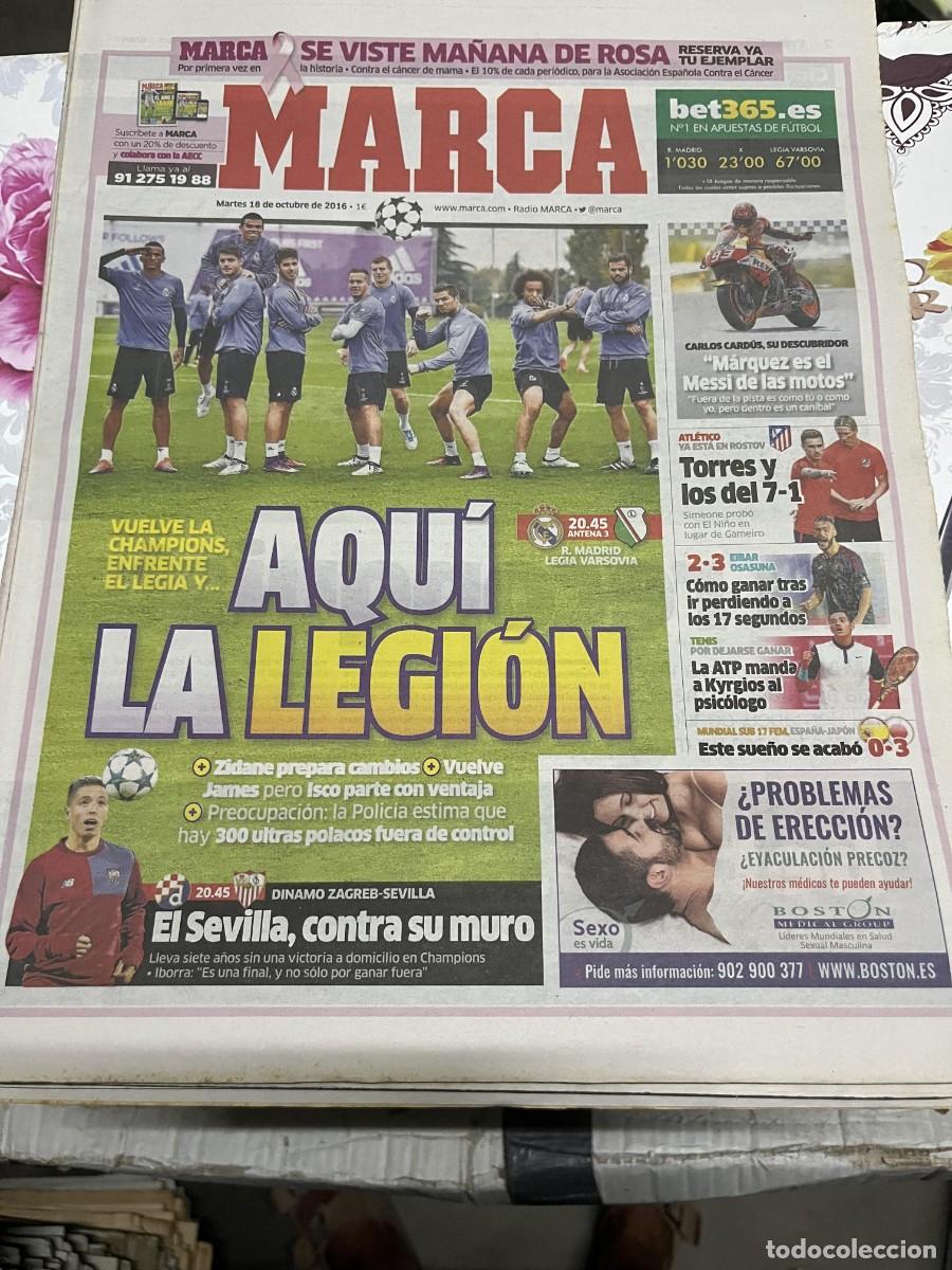 Coleccionismo deportivo: MARCA (18-10-2016) MARC MARQUEZ HOY CHAMPIONS REAL MADRID LEGIA VARSOVIA DINAMO ZAGREB SEVILLA