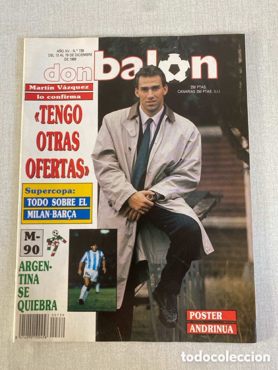 Coleccionismo deportivo: Don bal&oacute;n 739 - Poster Athletic - Madrid - Supercopa Mil&aacute;n Bar&ccedil;a - Maradona - Antic - Italia 90
