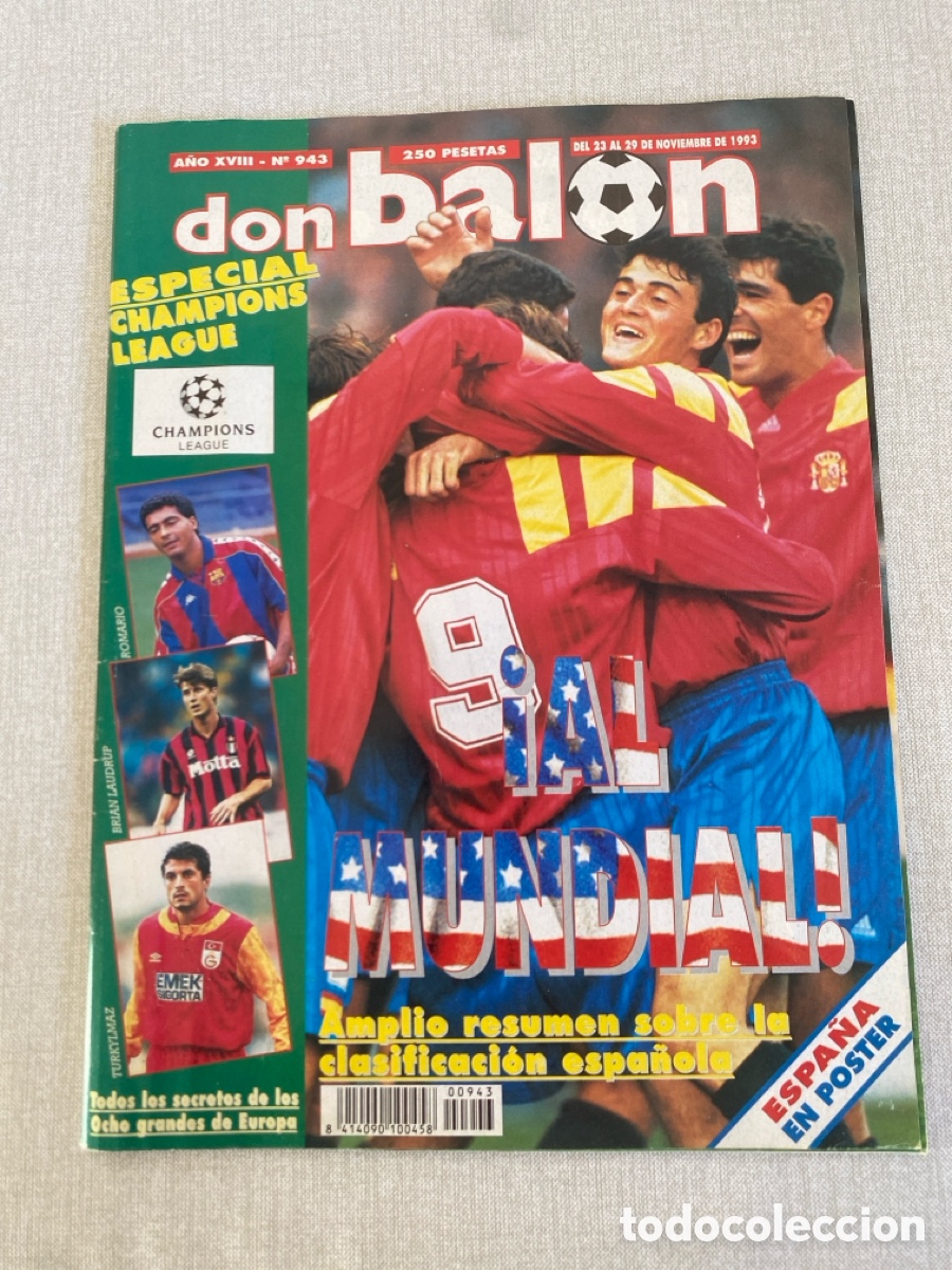 Coleccionismo deportivo: Don bal&oacute;n 943 - Espa&ntilde;a mundial USA 94 Poster - Champions League - Mijatovic - Juanele - Barcelona
