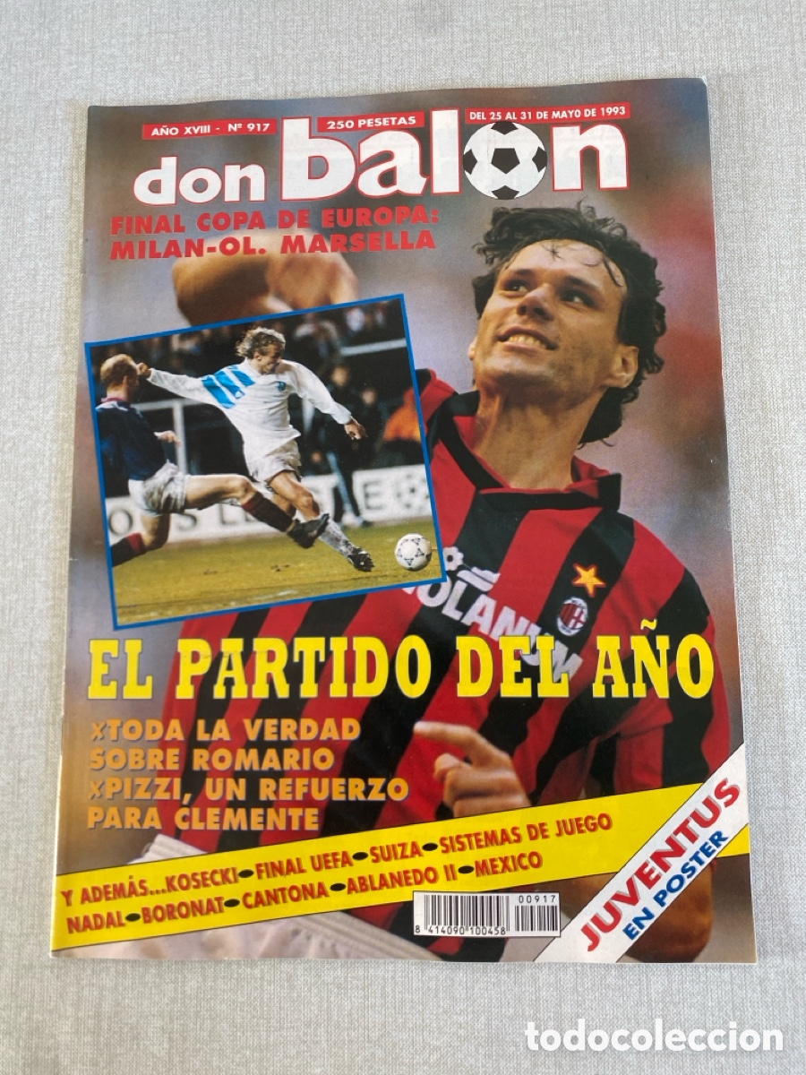 Coleccionismo deportivo: Don bal&oacute;n 917 - Poster Juventus - Final Champions Mil&aacute;n vs Marsella Romario - Final UEFA - Sporting
