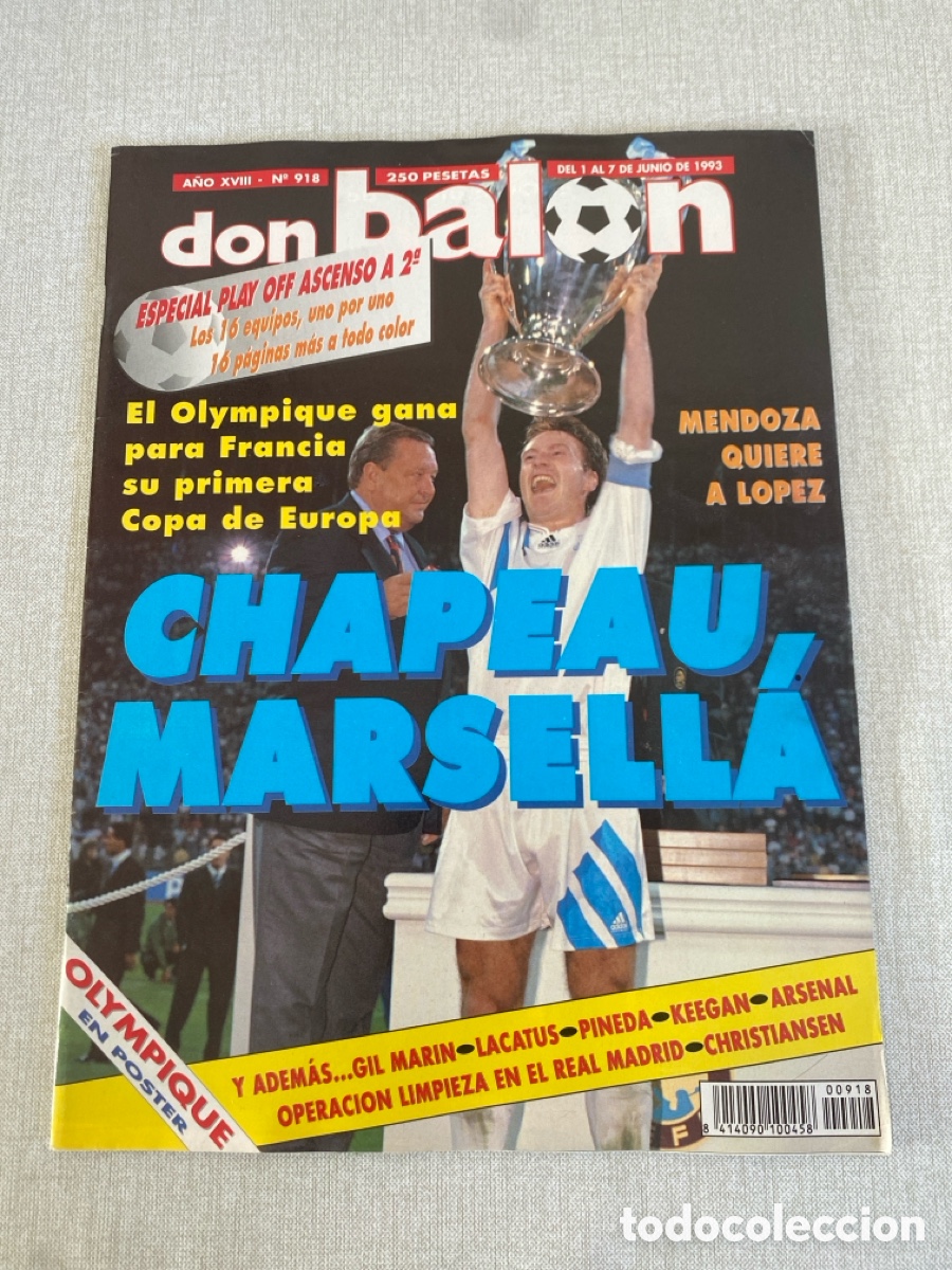 Coleccionismo deportivo: Don bal&oacute;n 918 - Marsella campe&oacute;n copa Europa Poster - Real Madrid - Espa&ntilde;a - Arsenal - Atl&eacute;tico