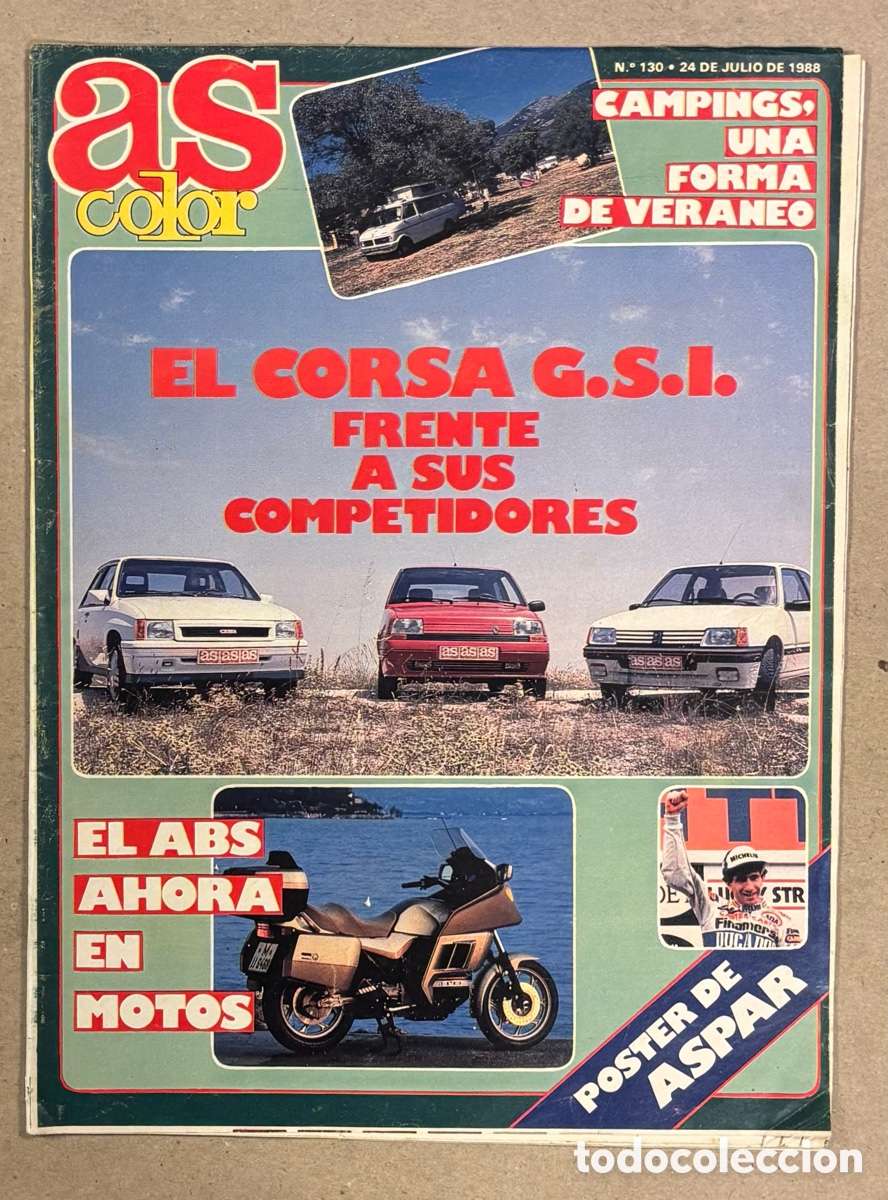 Coleccionismo deportivo: AS COLOR N&deg; 130 (1988). P&Oacute;STER JORGE MARTINEZ ASPAR, CARLOS SAINZ, OPEL CORSA GSI Vs